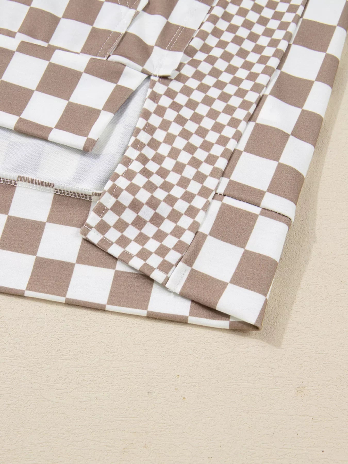 Checkered Pattern Oversized Drawstring Hoodie