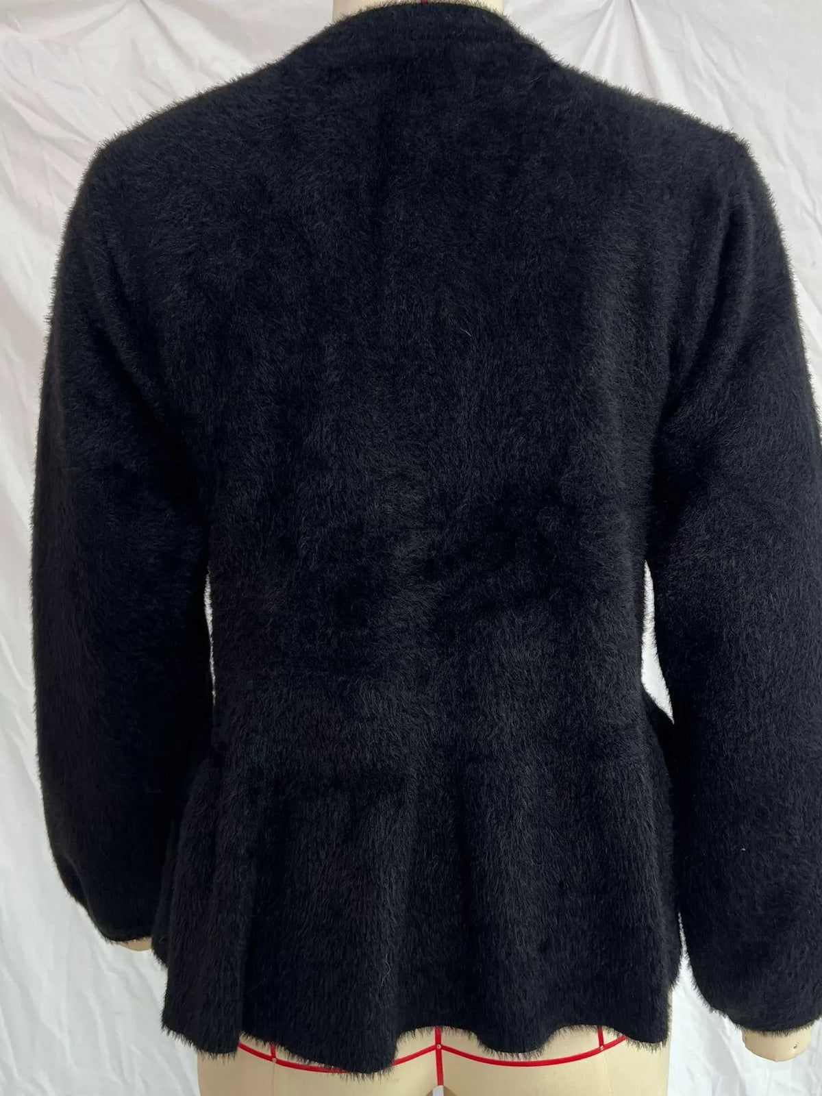 Fuzzy Peplum Cardigan with Pearl Buttons