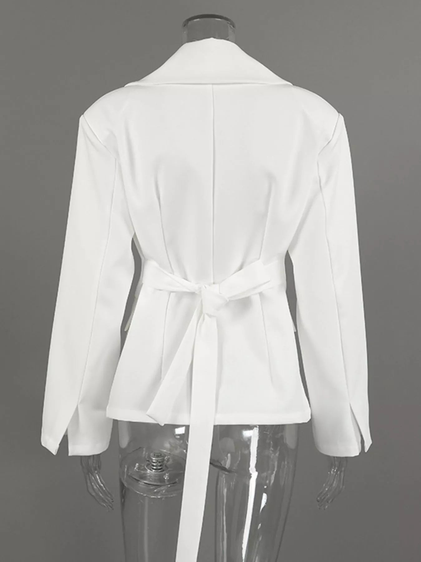 One Button Padded Shoulders Blazer