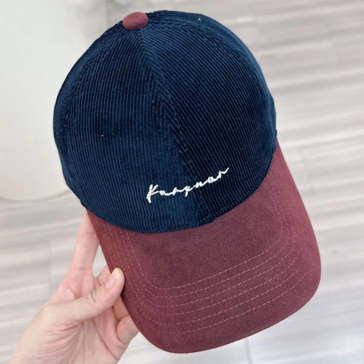 Embroidered Corduroy Baseball Cap