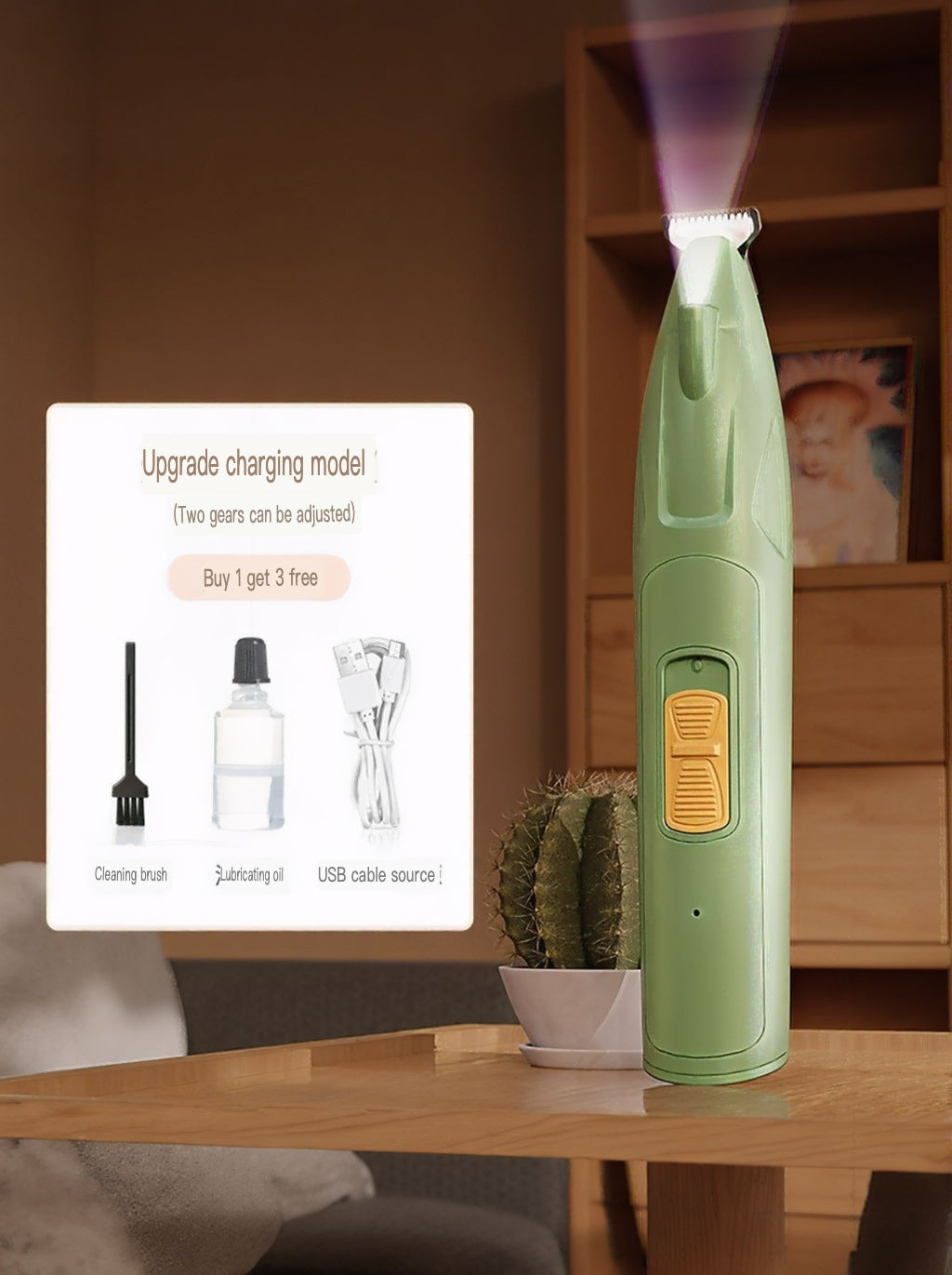 LED Pet Paw Trimmer Rechargeable Low Noise