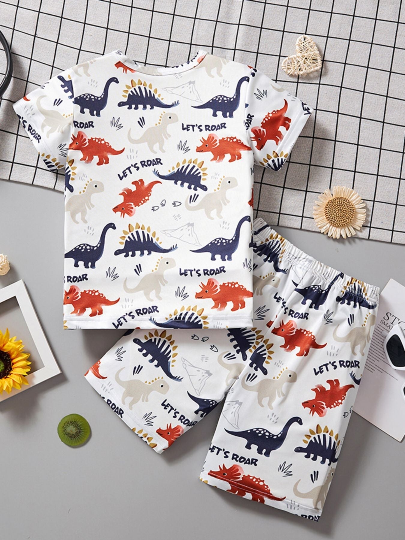 Children's Dinosaur Print Tee and Shorts Set