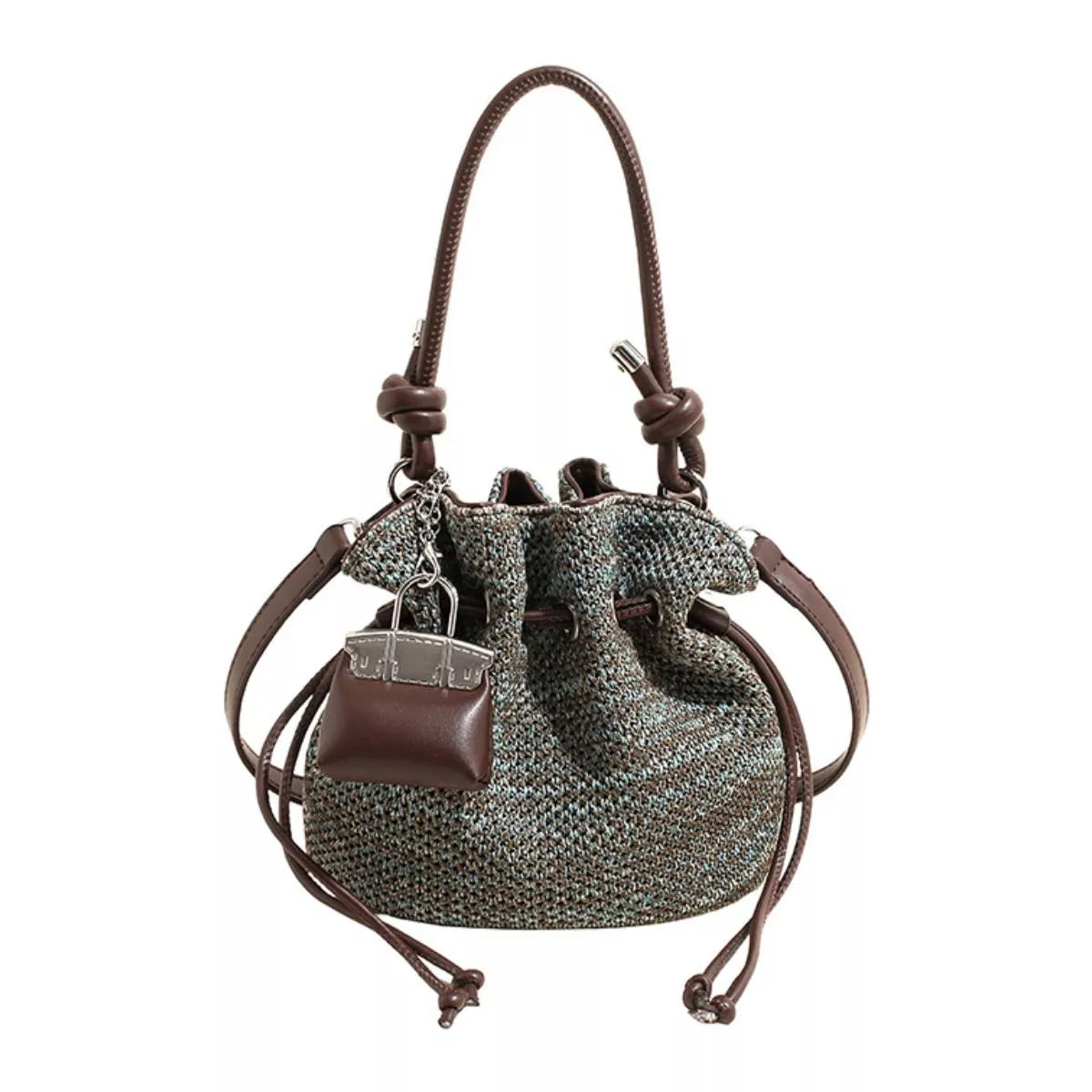 Woven Drawstring Crossbody Bag