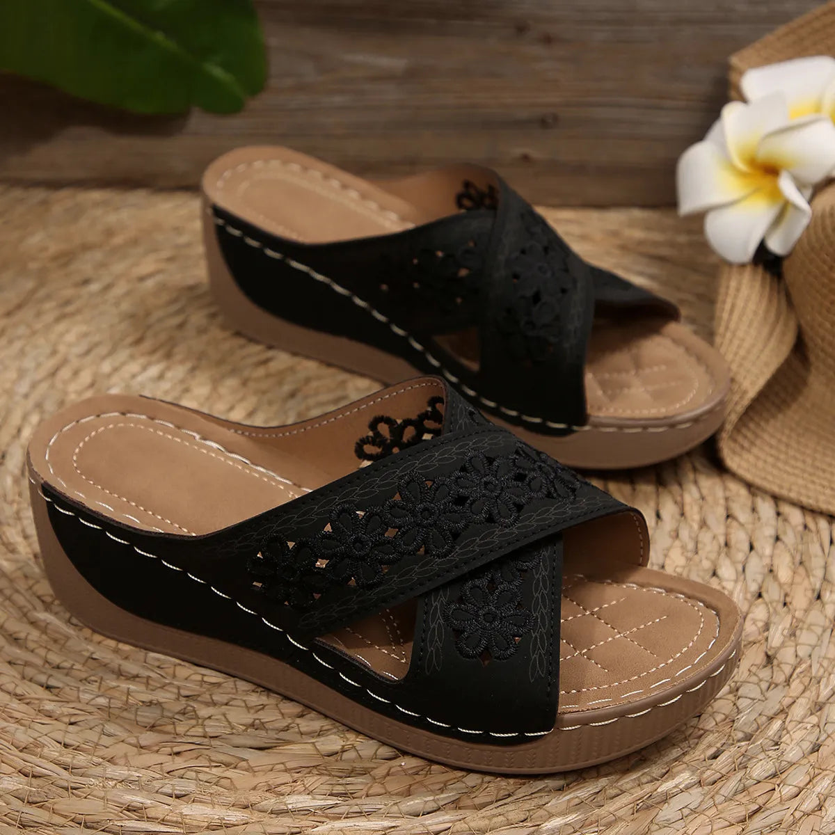 Peep Toe Wedge Sandals
