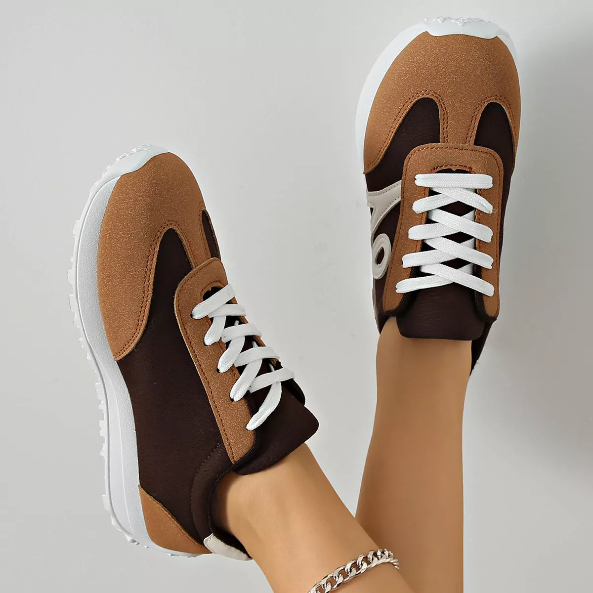 Casual Lace-Up Contrast Sneakers