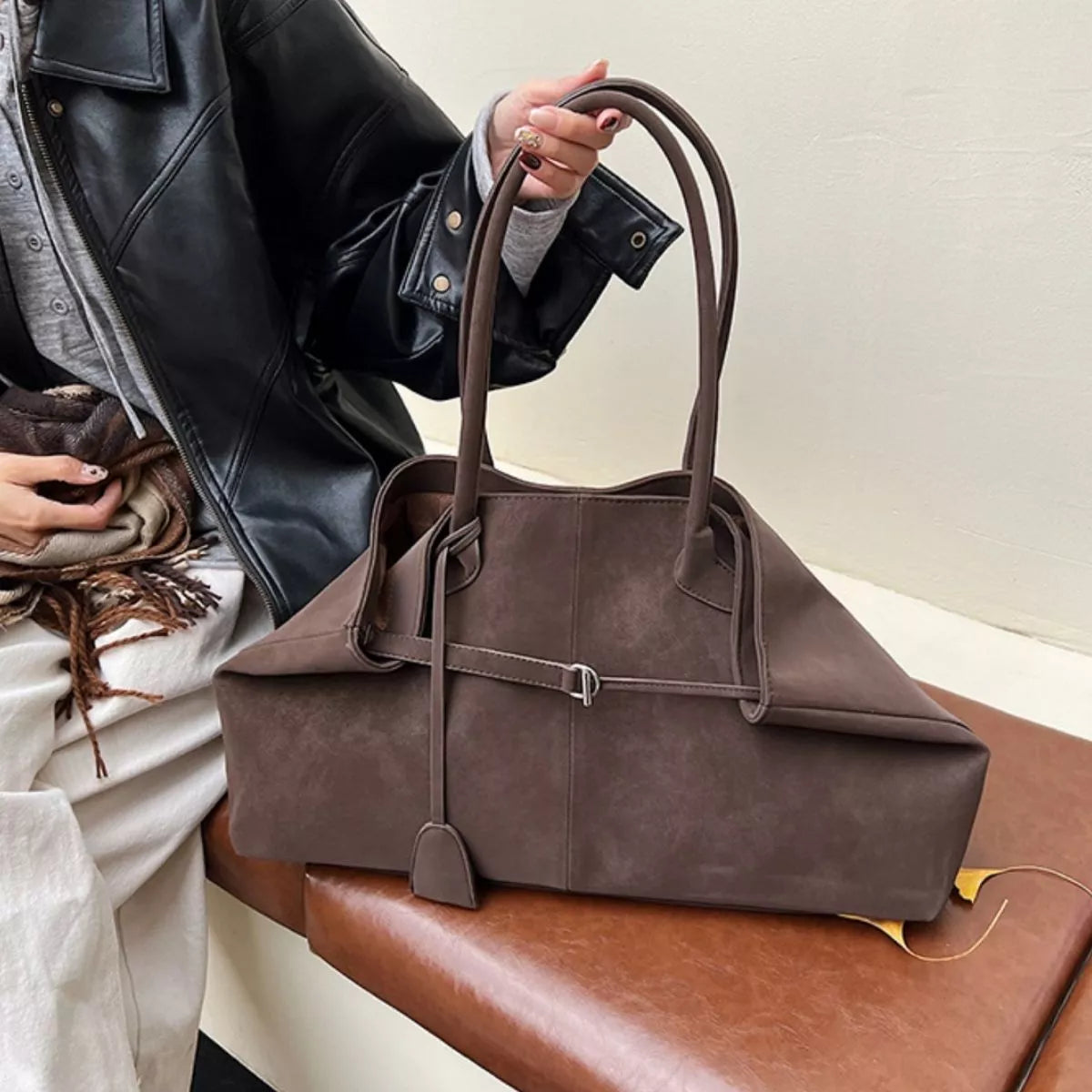 Elegant Suede Tote Handbag