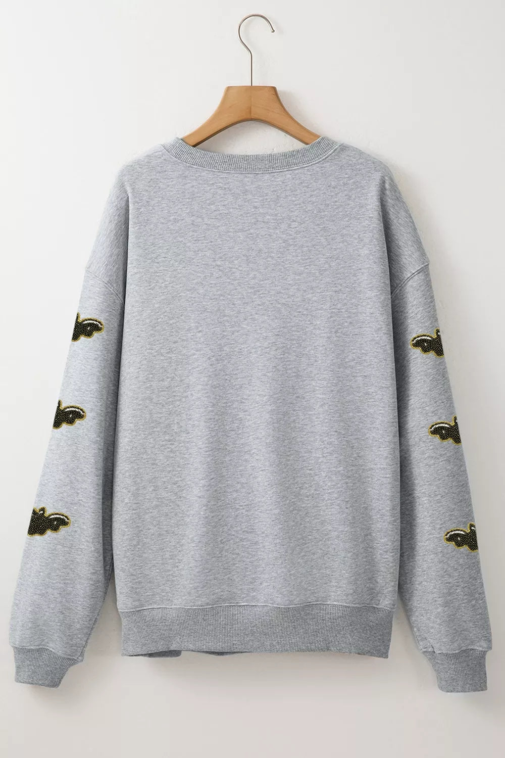 Sequin SPOOKY Halloween Bat Embellished Sleeve Pullover Sweatshirt