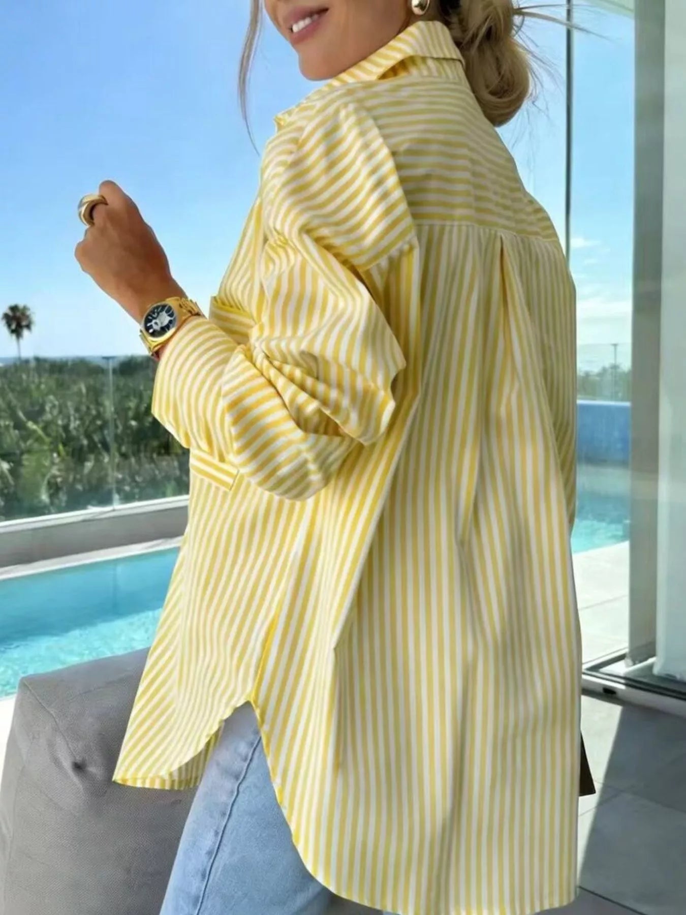 Striped Button Up Long Sleeve Shirt