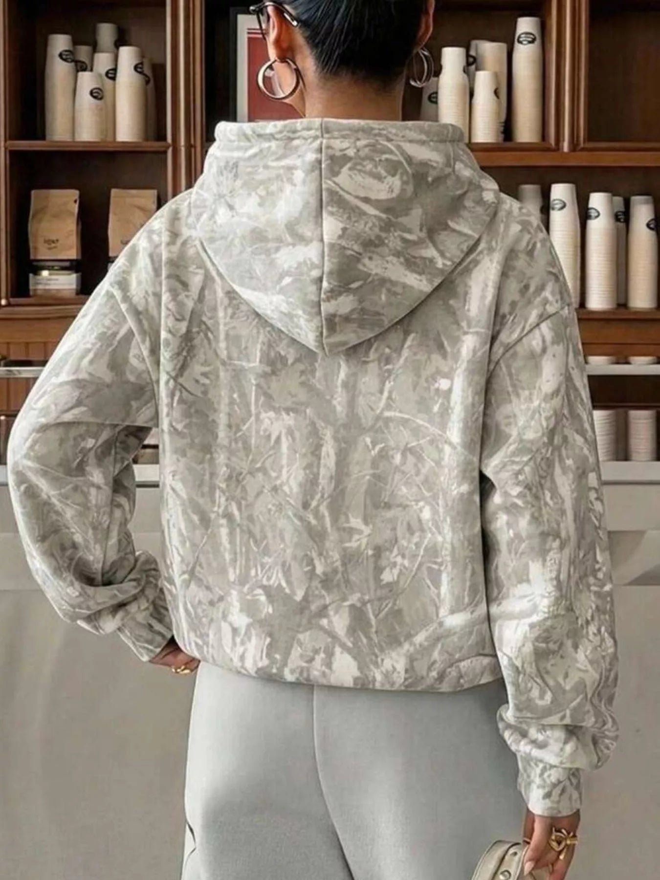 Leopard Dropped Shoulder Hoodie