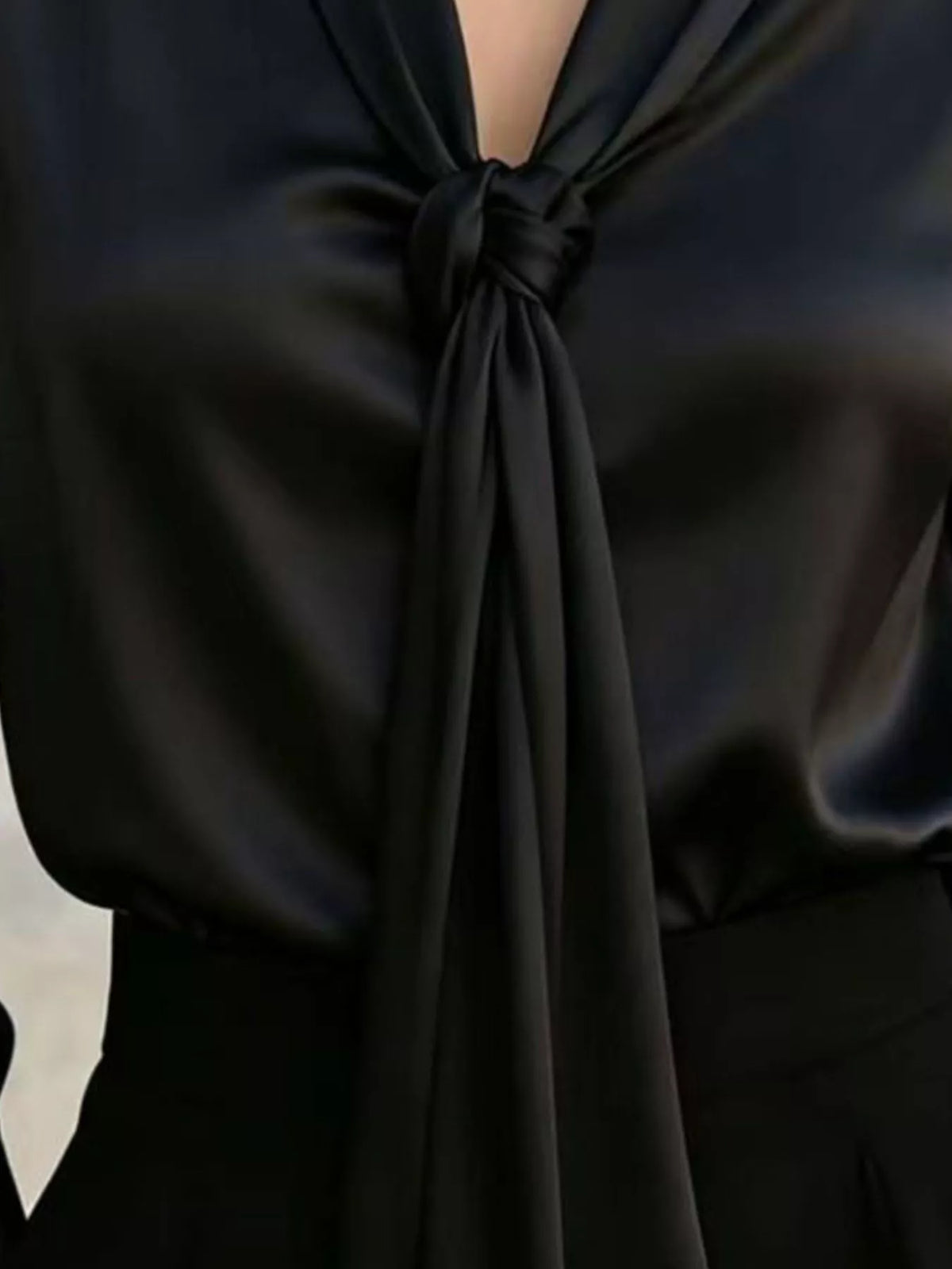 Front Tie Detail Satin Blouse