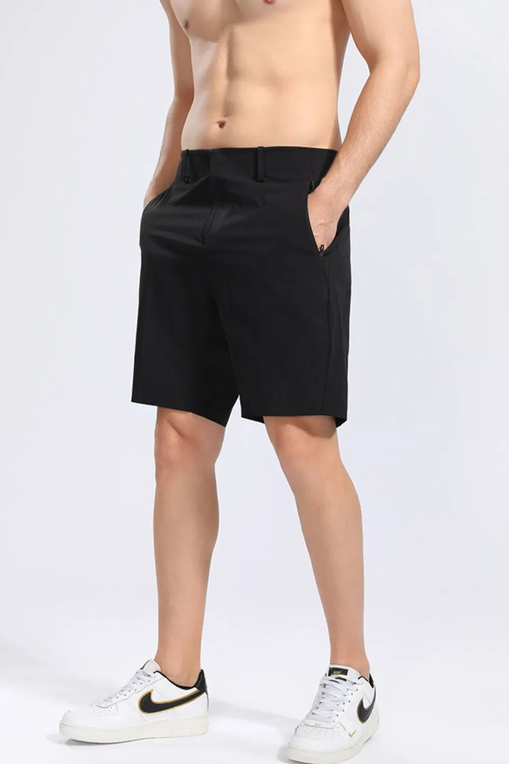 Men's Plus Size Side Zip Detail Shorts