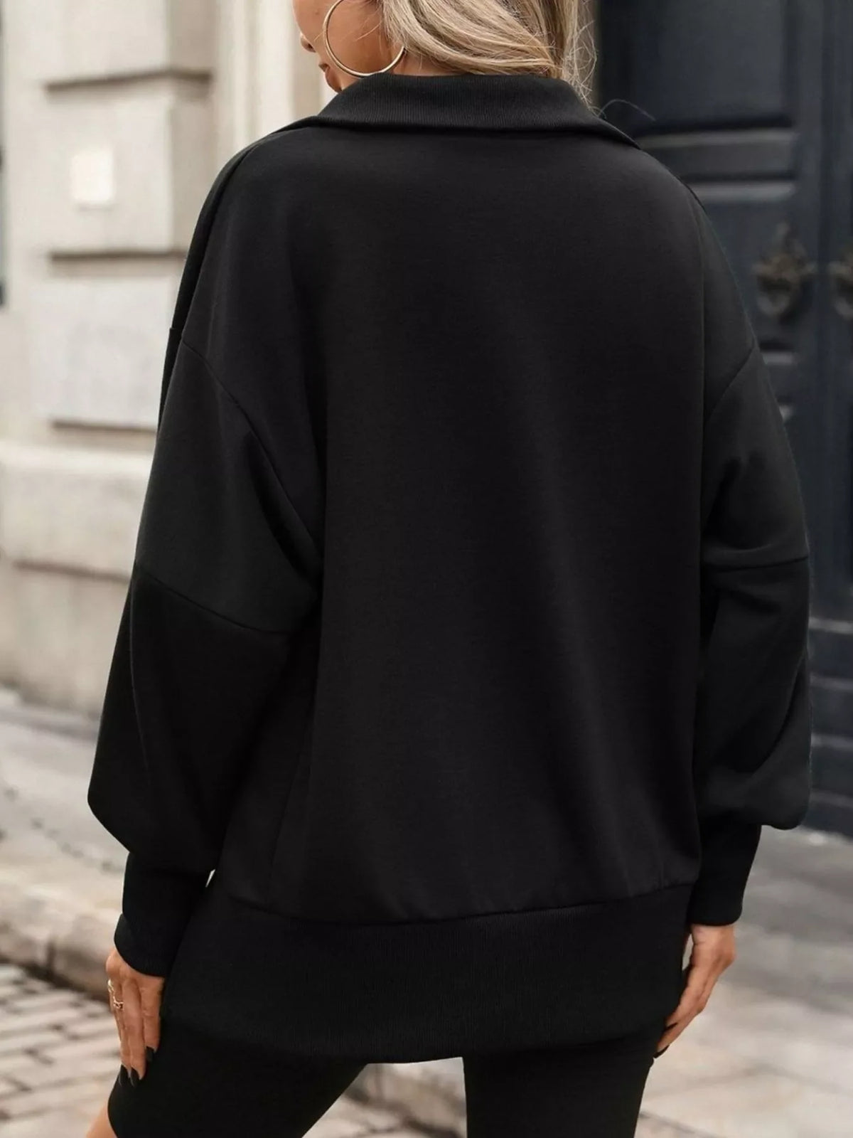 Side Slit Half Snap Sweatshirt