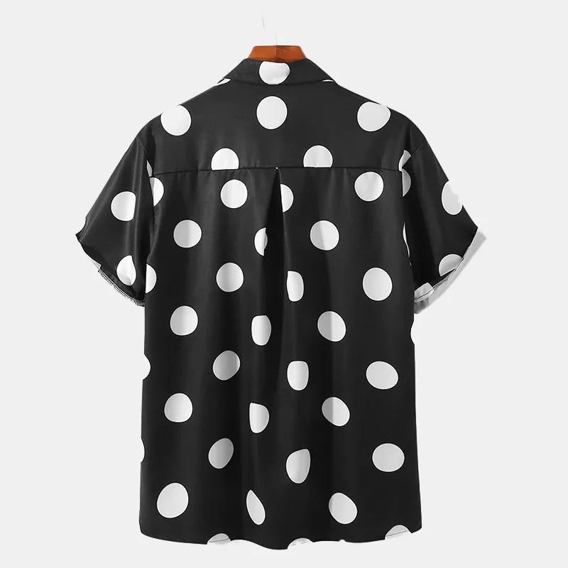 Men's Full Size Polka Dot Button Up Shirt Plus Size