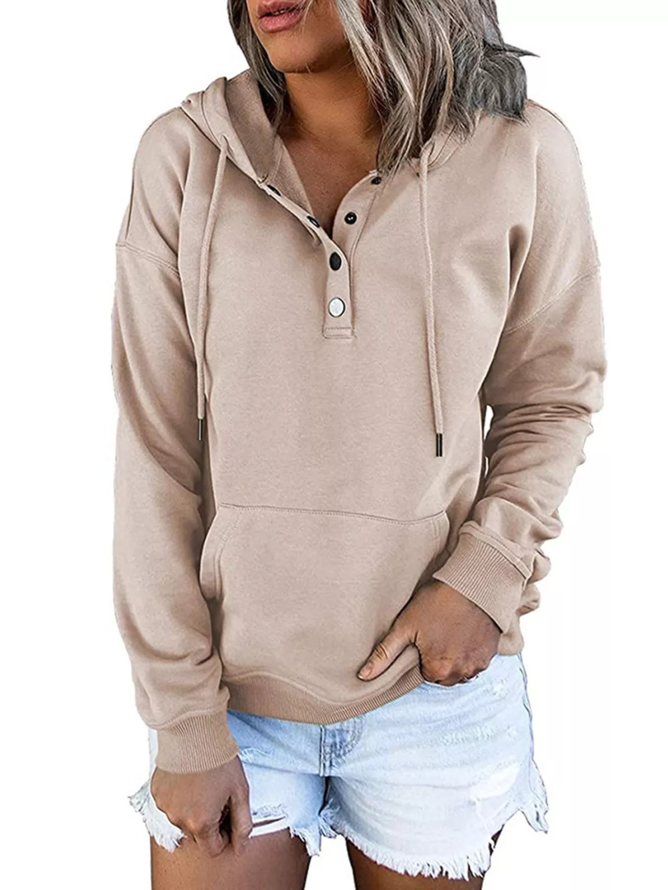 Full Size Kangaroo Pocket Drawstring Long Sleeve Hoodie Plus Size