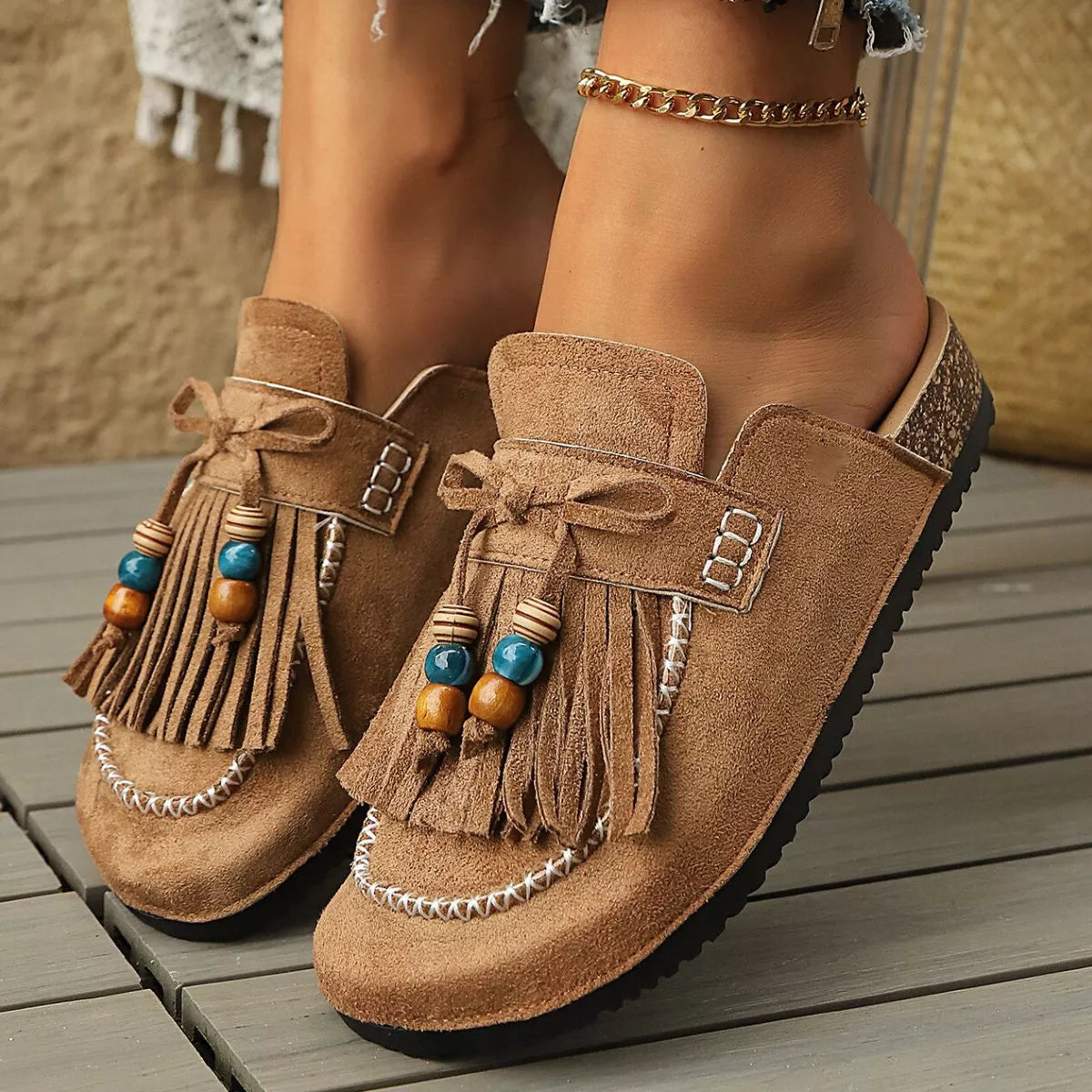 Tassel Round Toe Slip-Ons
