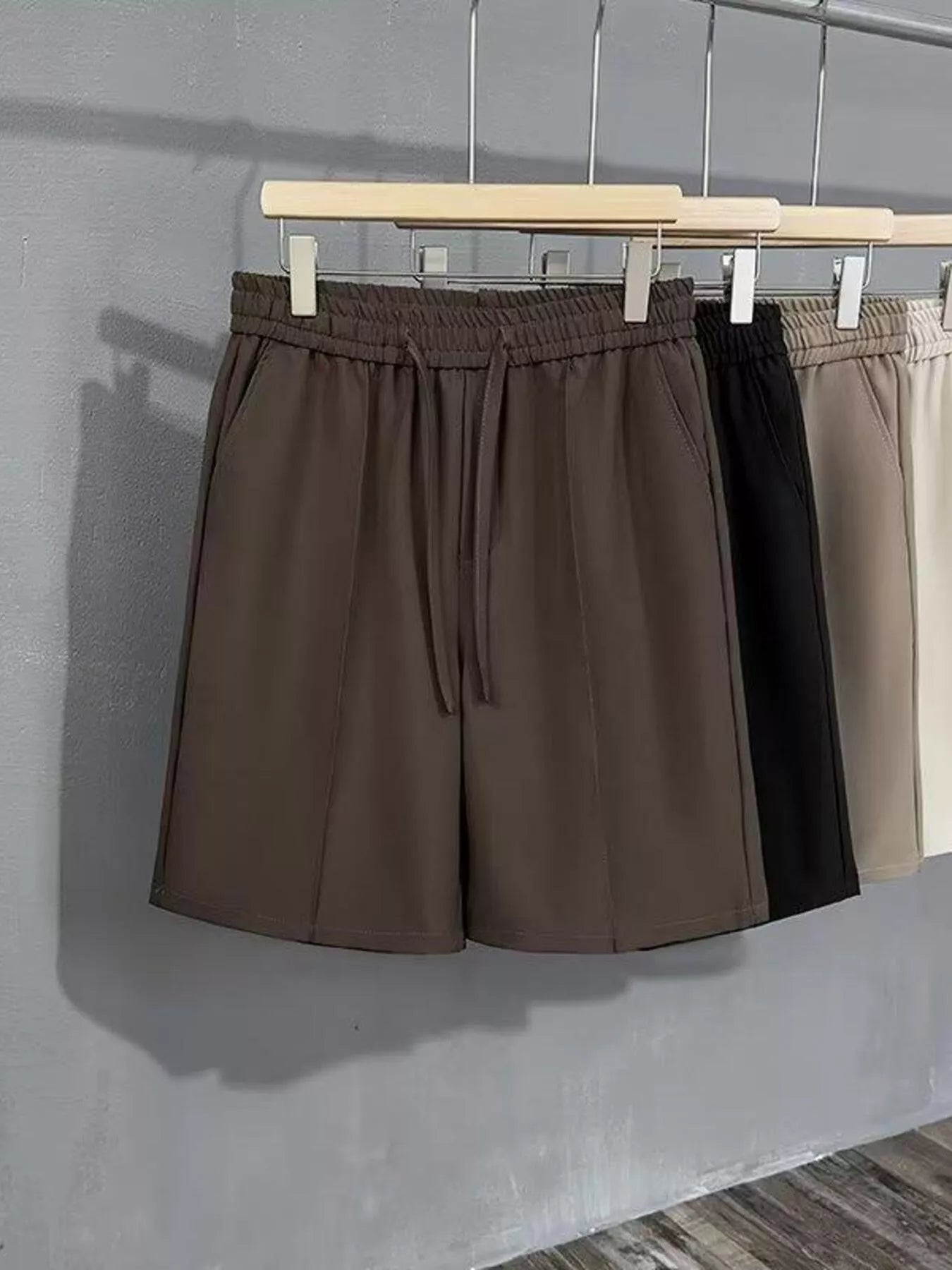 Men's Full Size Casual Drawstring Pleated Shorts Plus Size