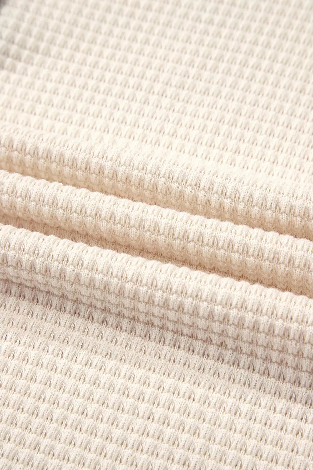 Drawstring Waffle Knit Henley Hoodie