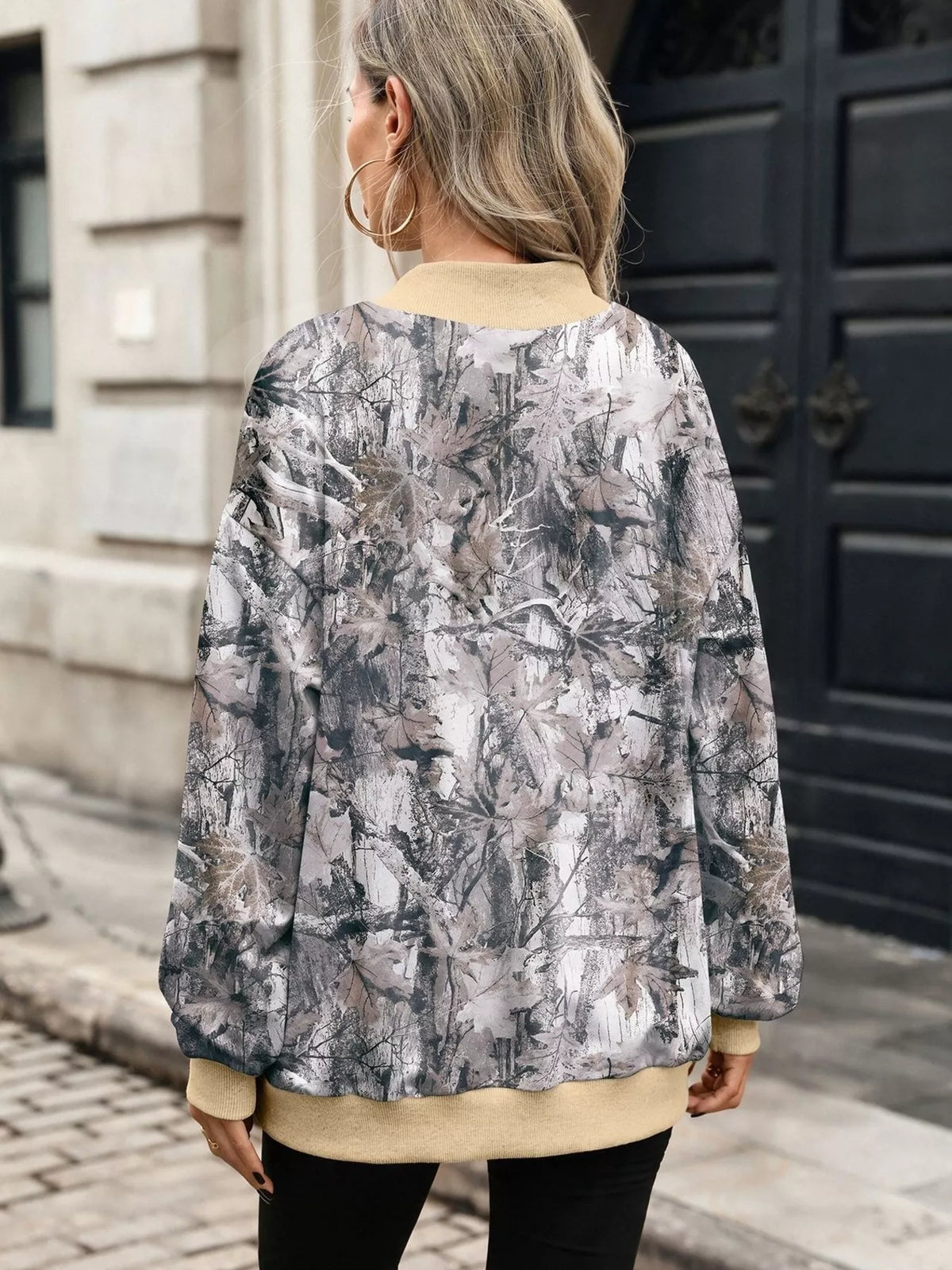 Camouflage Print Mock Neck Sweatshirt