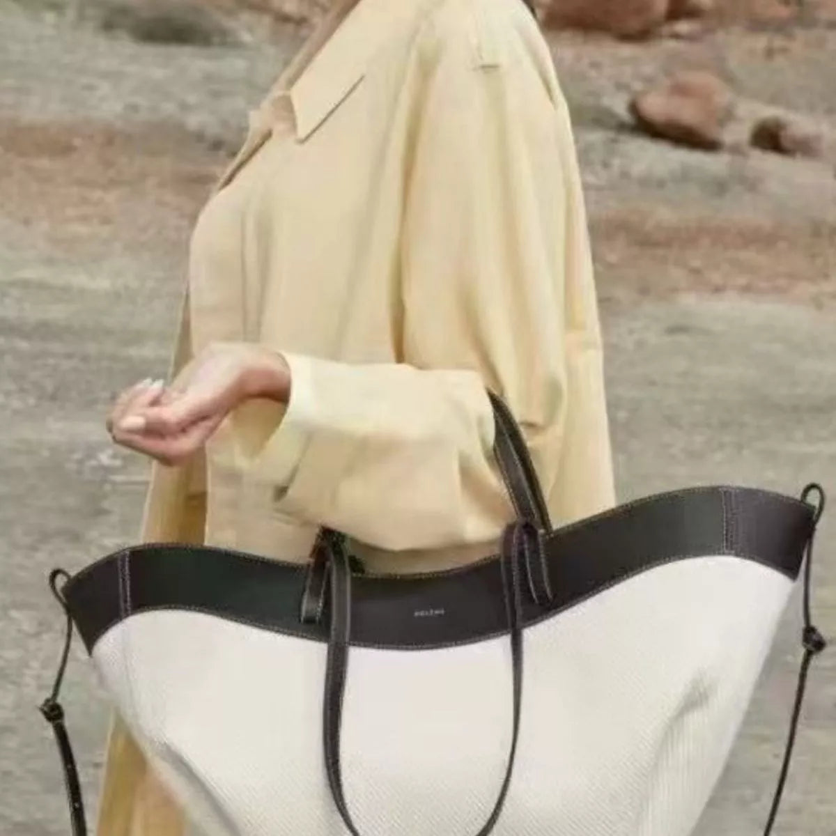 Two-Tone Leather Handbag