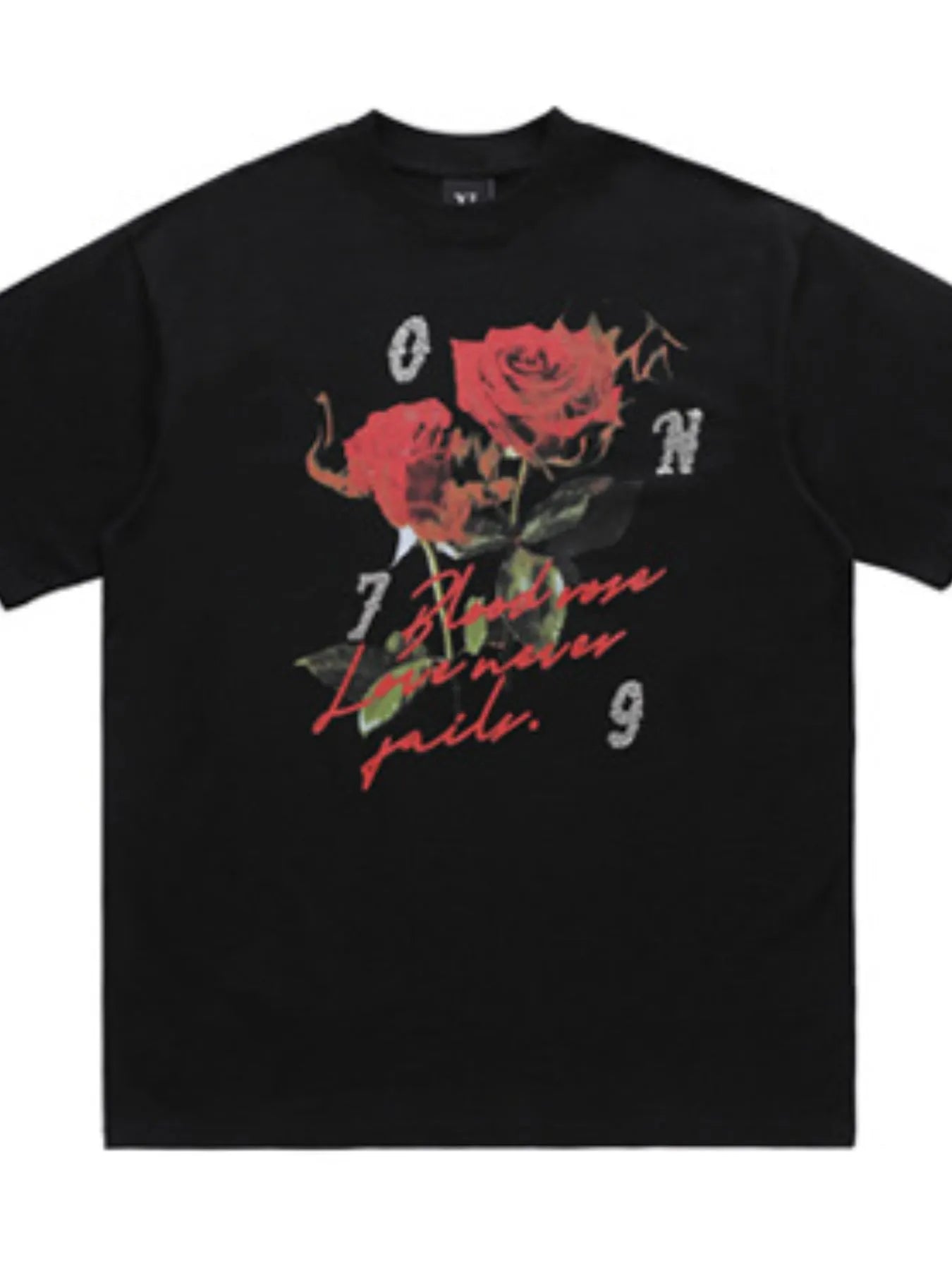 Men's Rose Graphic T-Shirt with Vintage Script Design