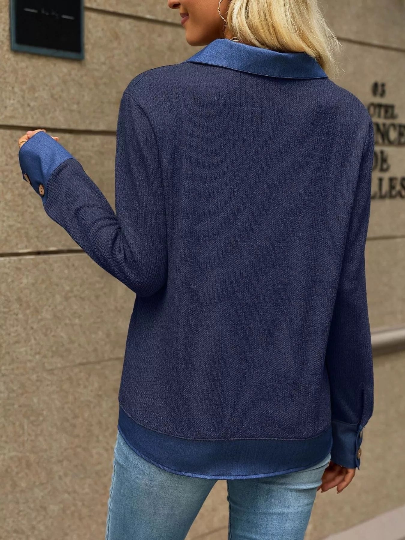 Decor Button Long Sleeve Sweatshirt