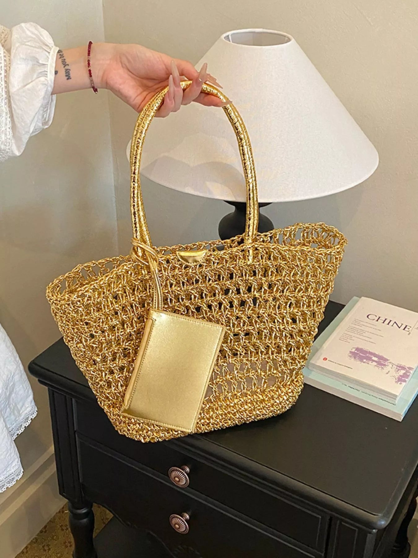 Woven Straw Tote Bag