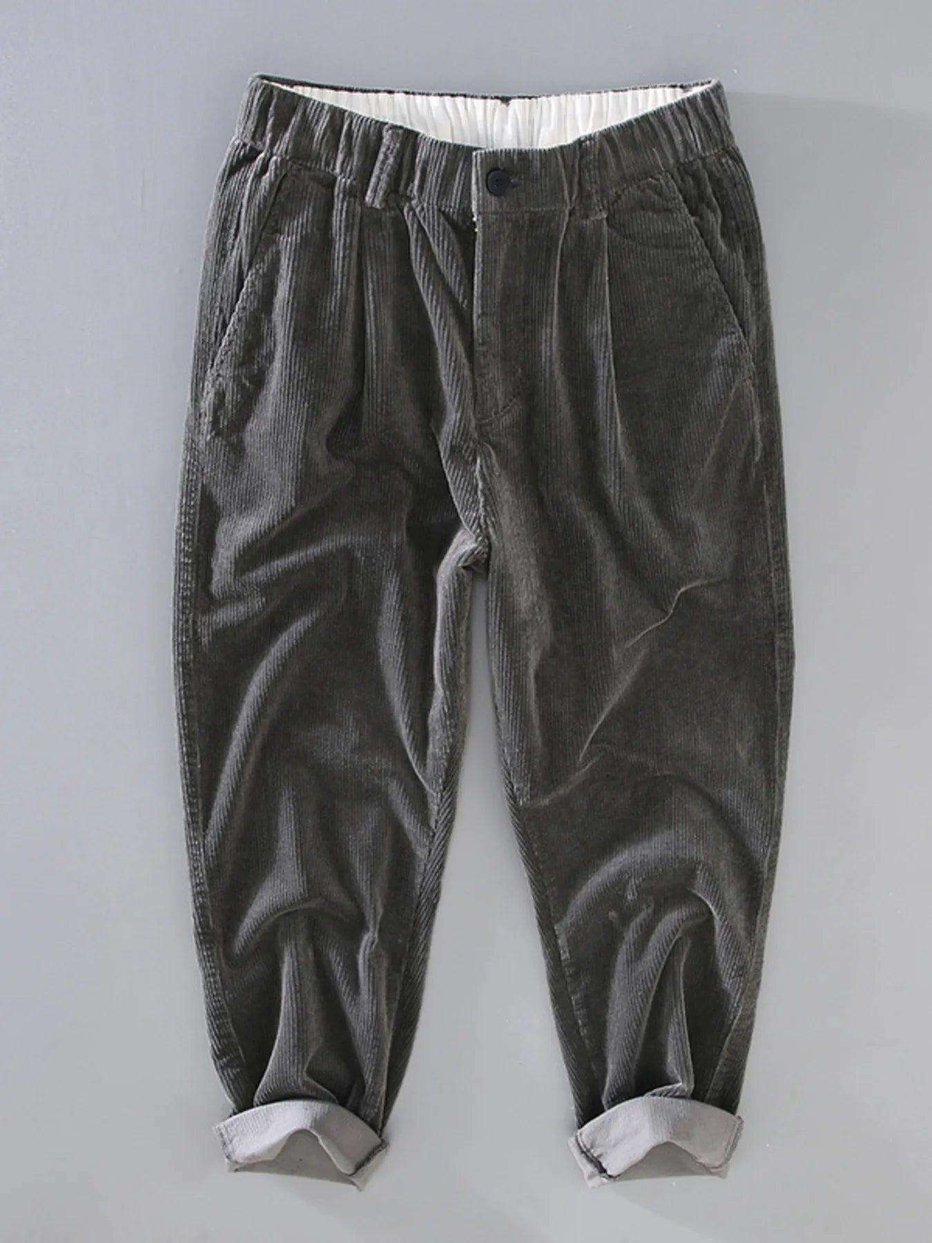 Men's Plus Size Corduroy Pleated Casual Pants