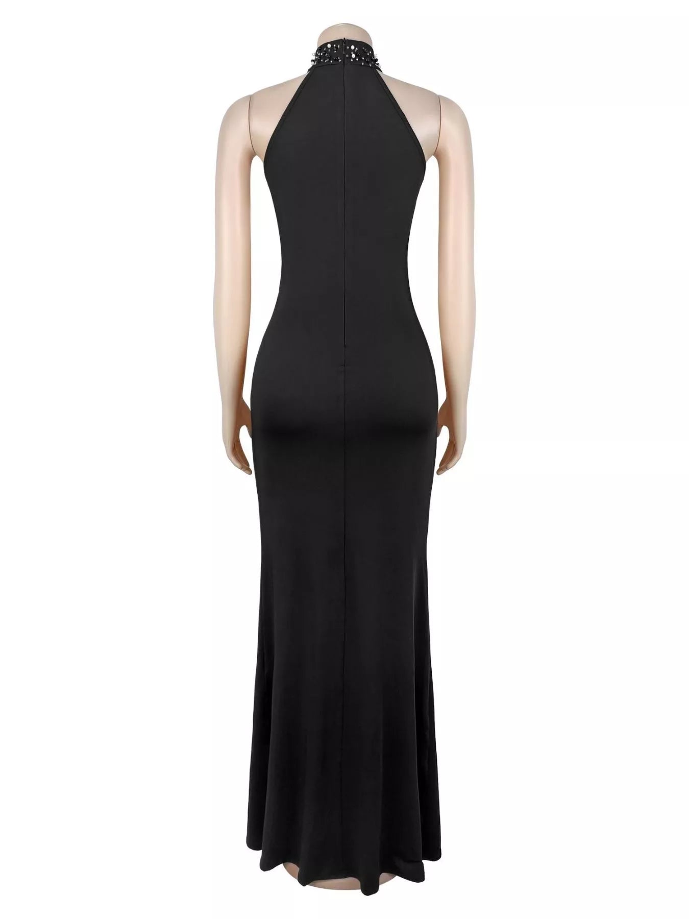 Slit Rhinestone Sleeveless Maxi Dress