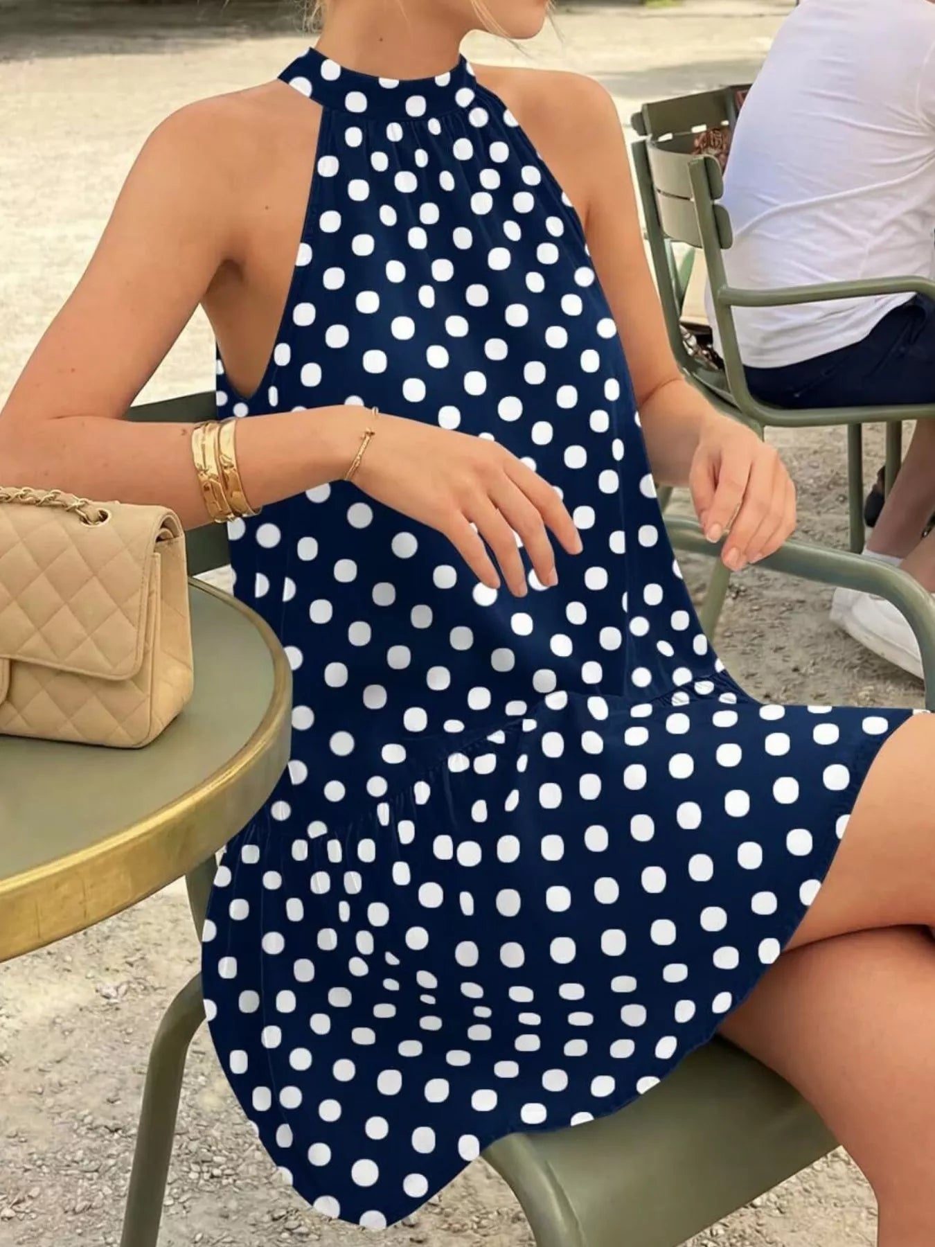 Polka Dot Halter Neck Mini Dress