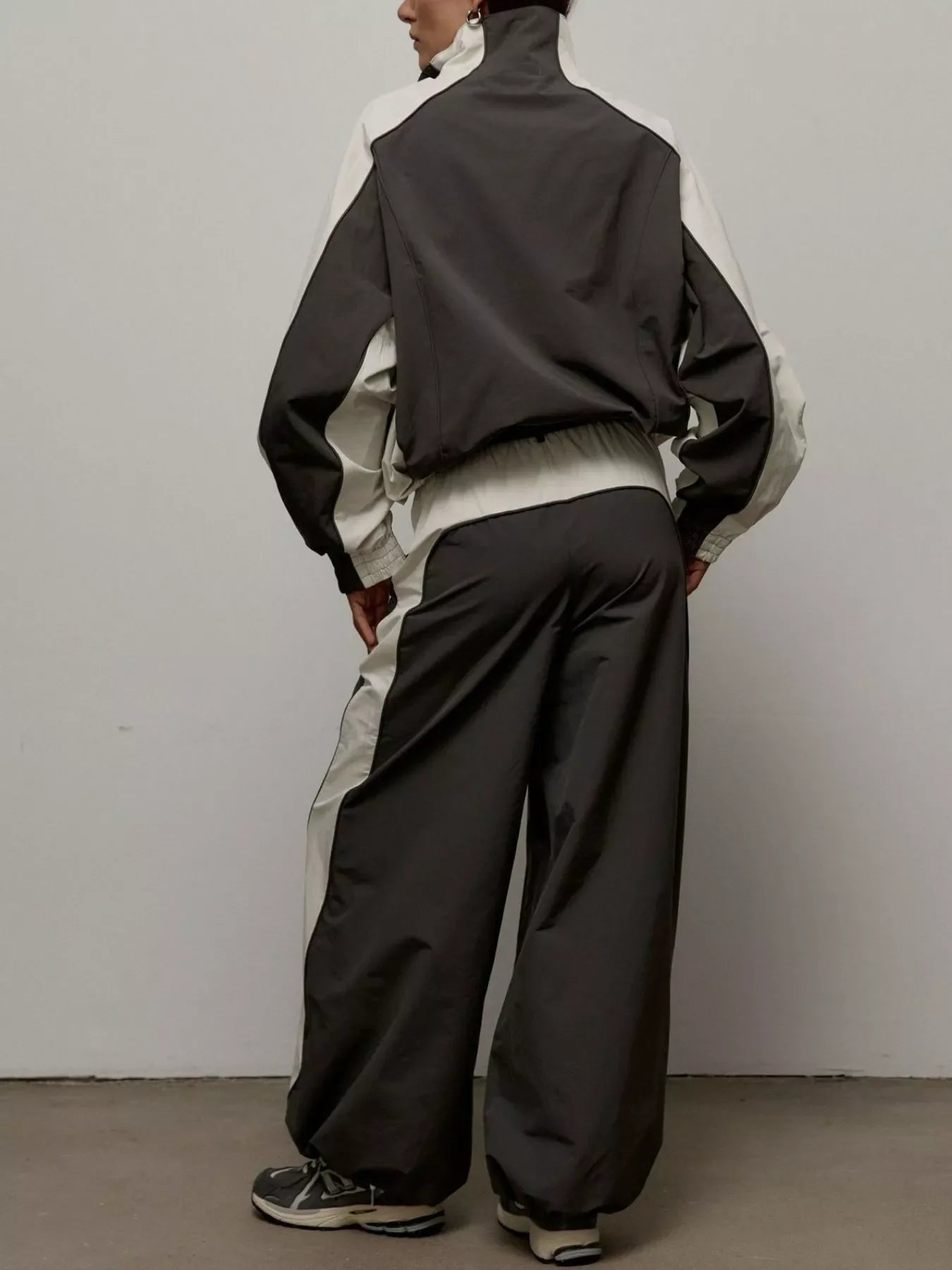 Color Block Zip Up Outerwear and Pants Set