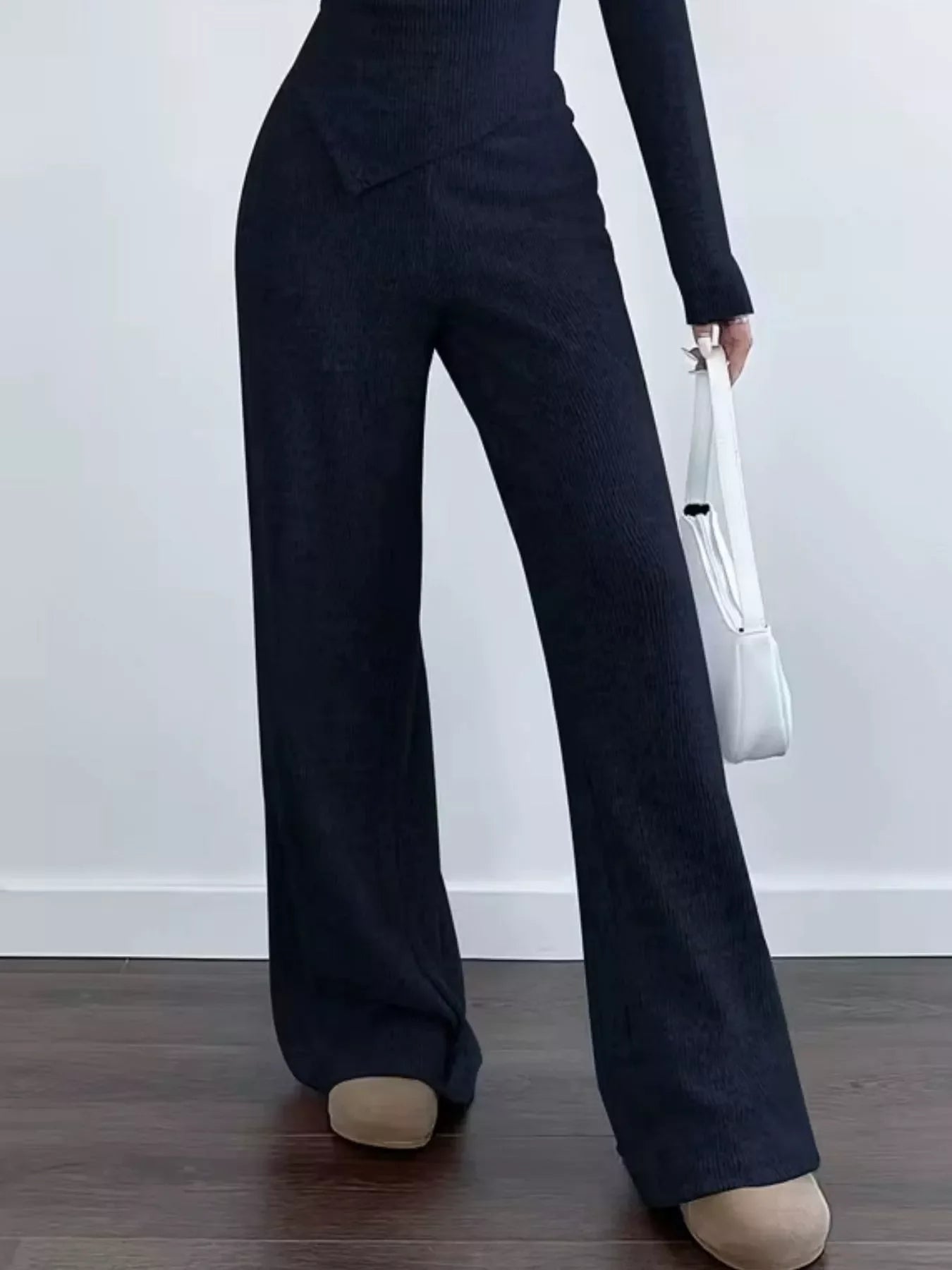 Chic One-Shoulder Asymmetrical Top and Wide-Leg Pants Set