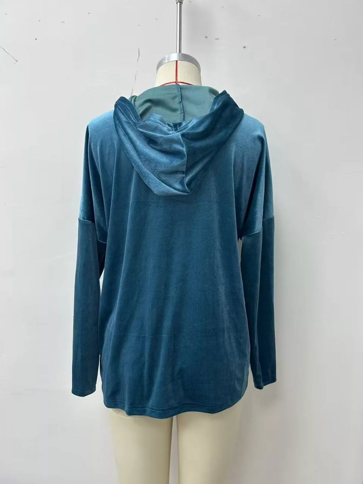 Velvet Front Pockets Hoodie