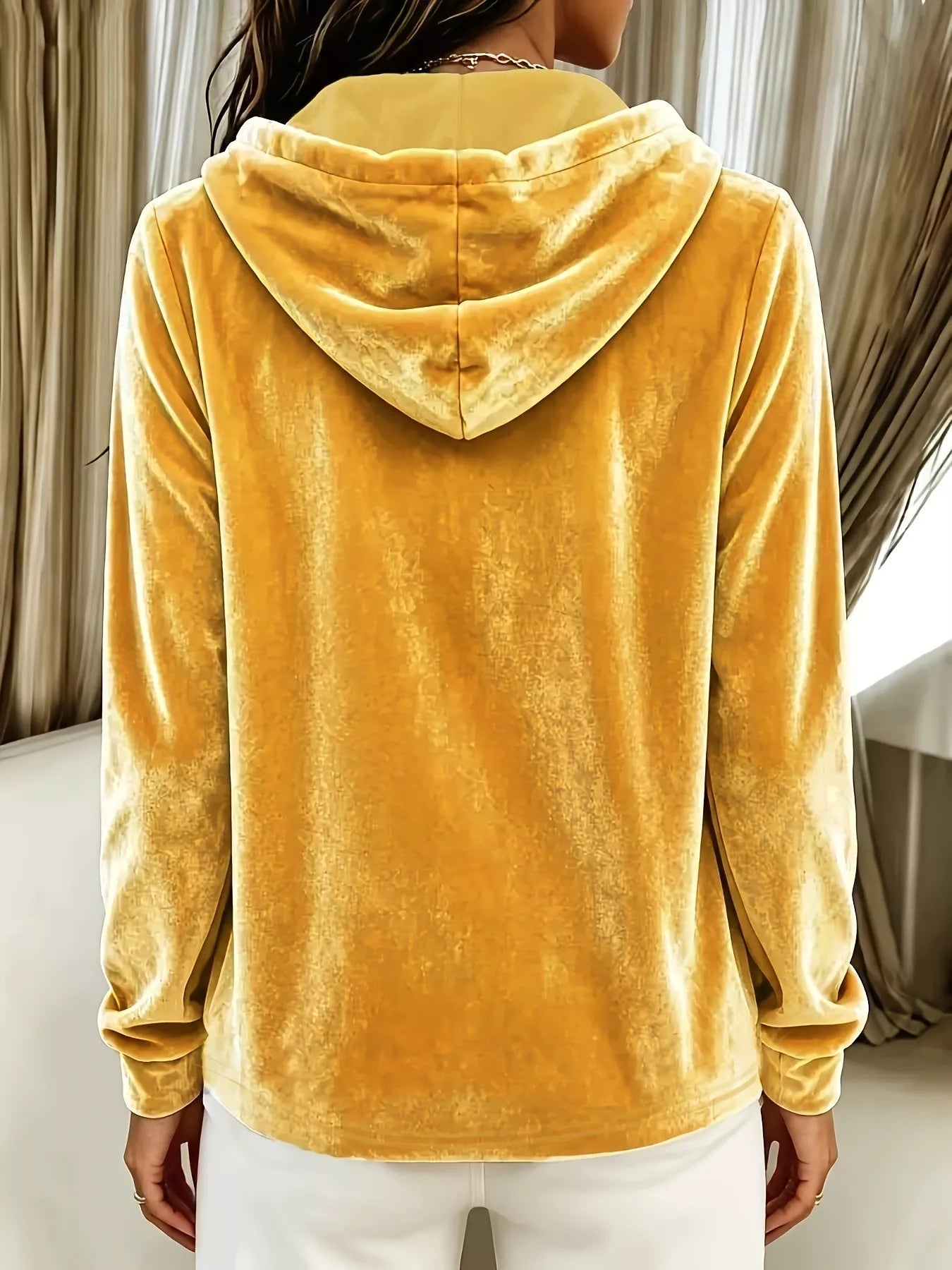 Full Size Drawstring Button Detail Hoodie Plus Size