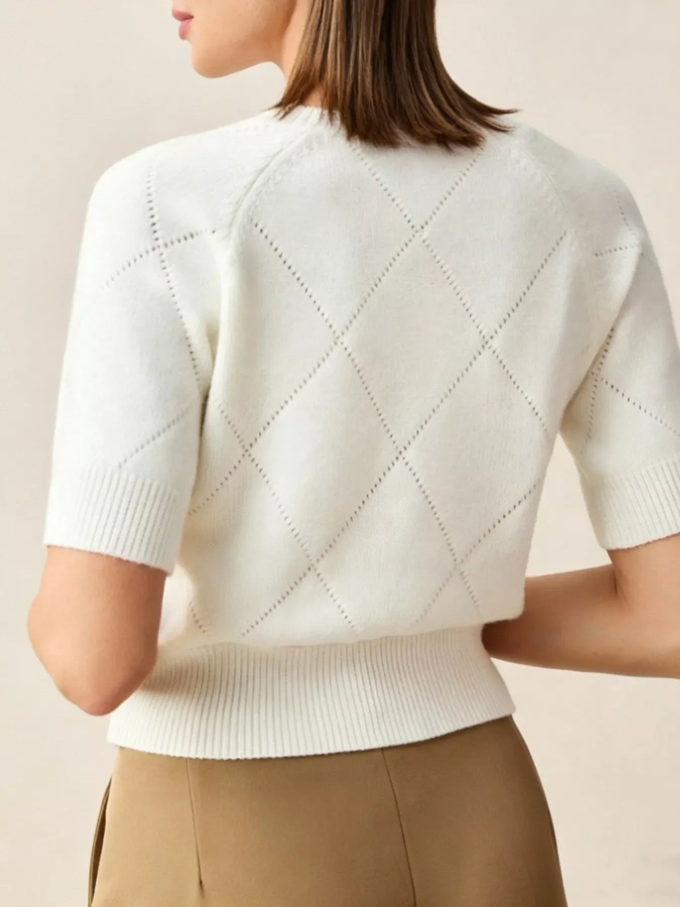 Diamond Pattern Short Sleeve Sweater