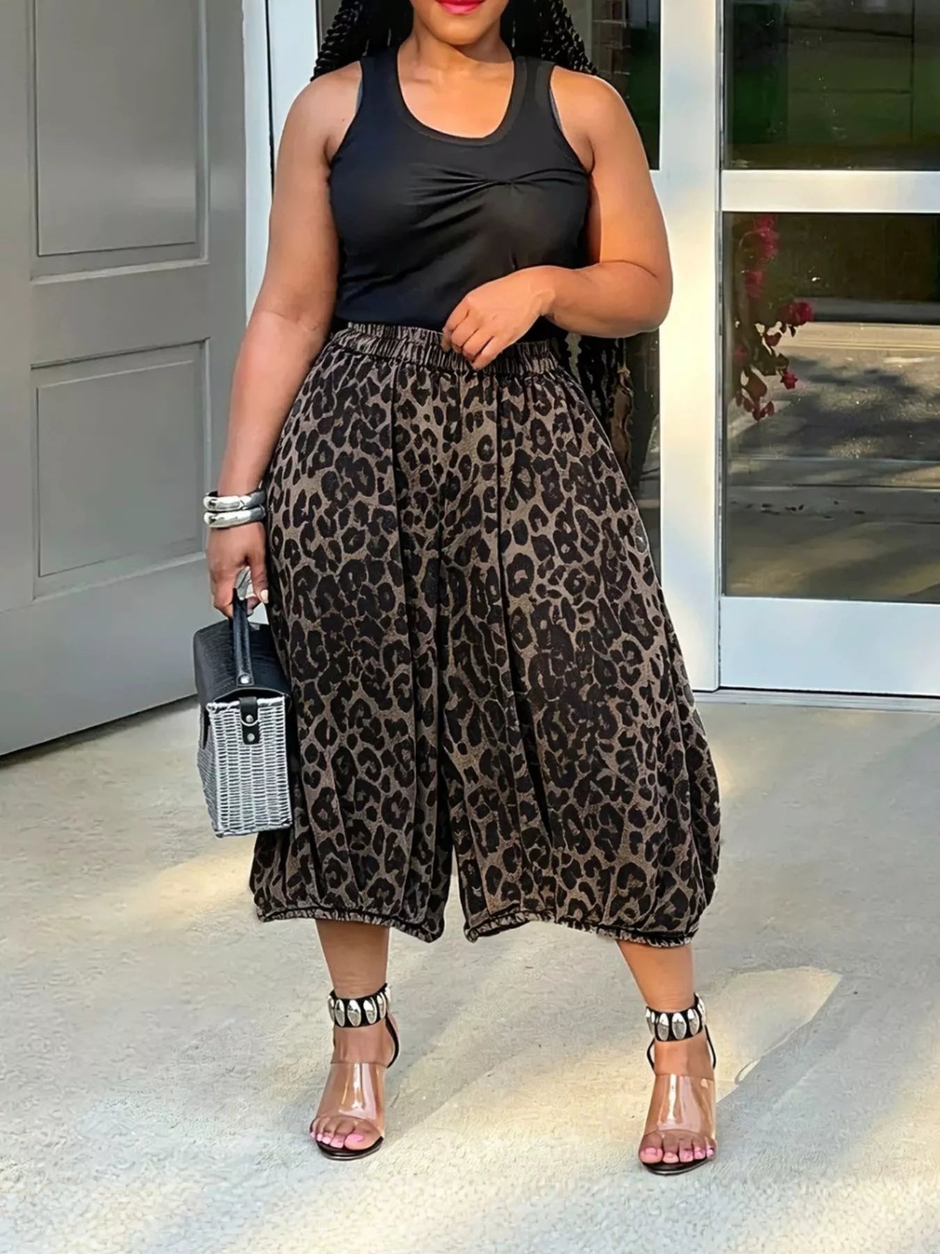 Elastic Waist Wide Leg Pants