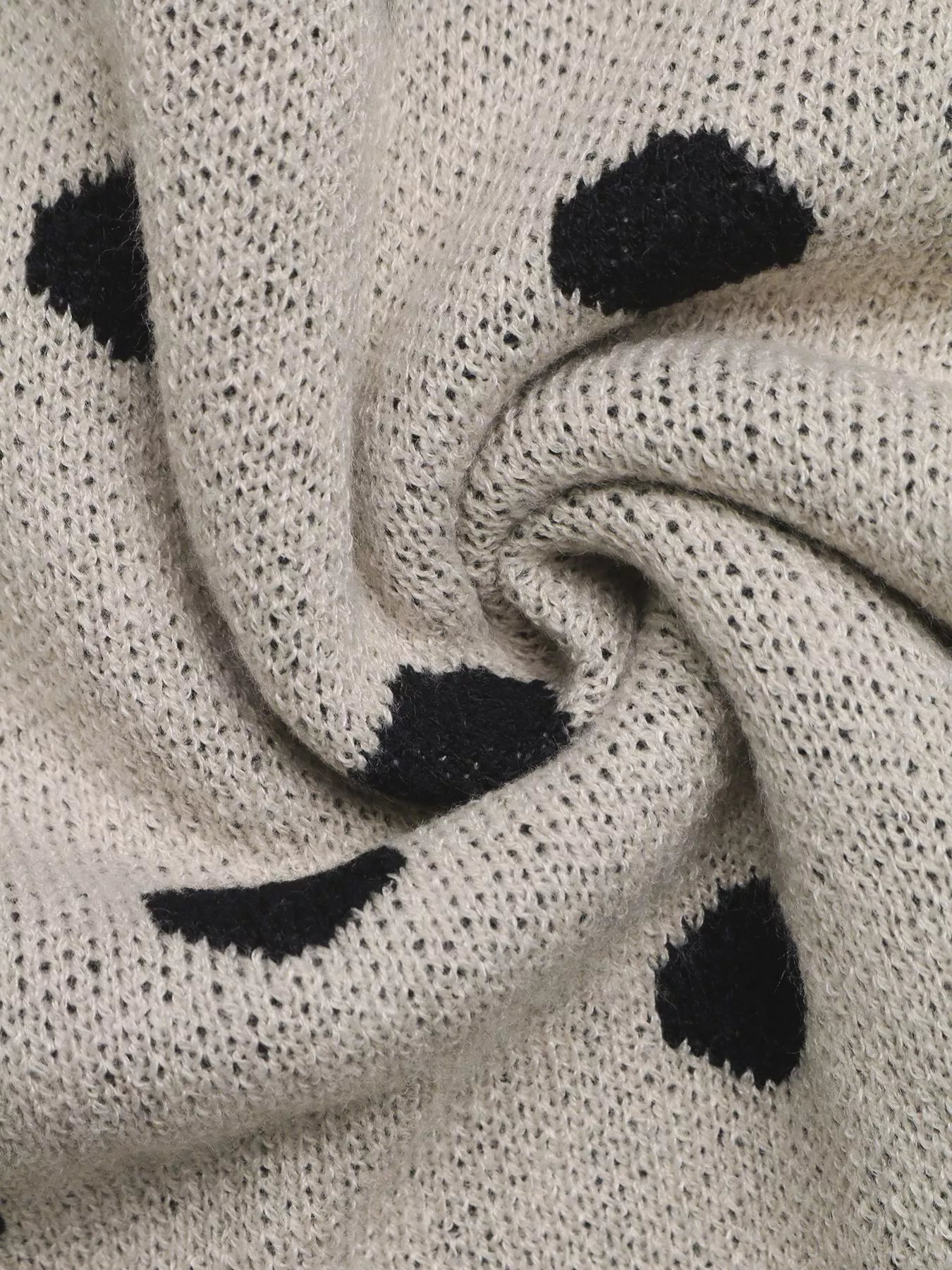 Polka Dot Dropped Shoulder Sweater
