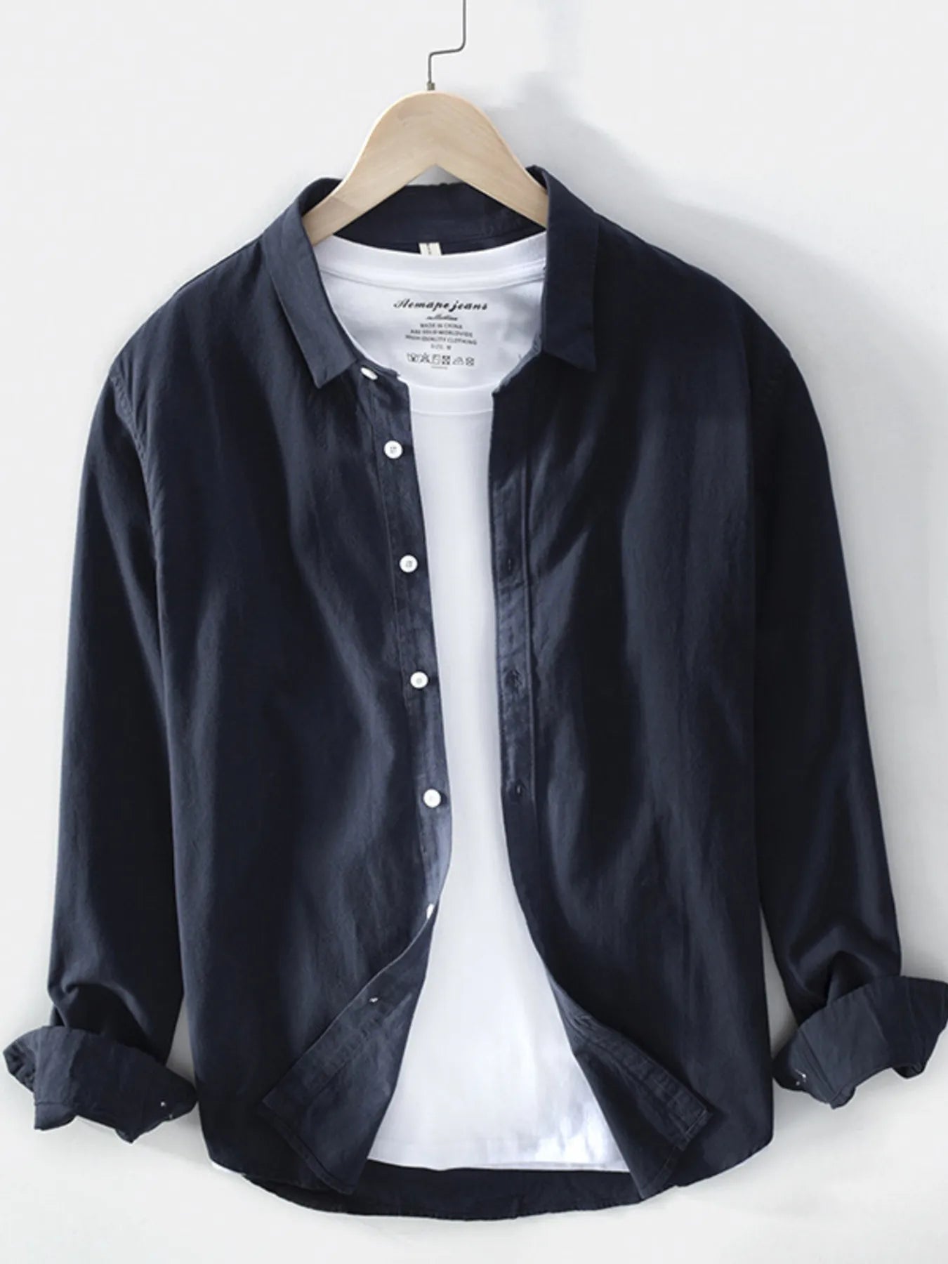 Men's Plus Size Long Sleeve Button-Up Shirt