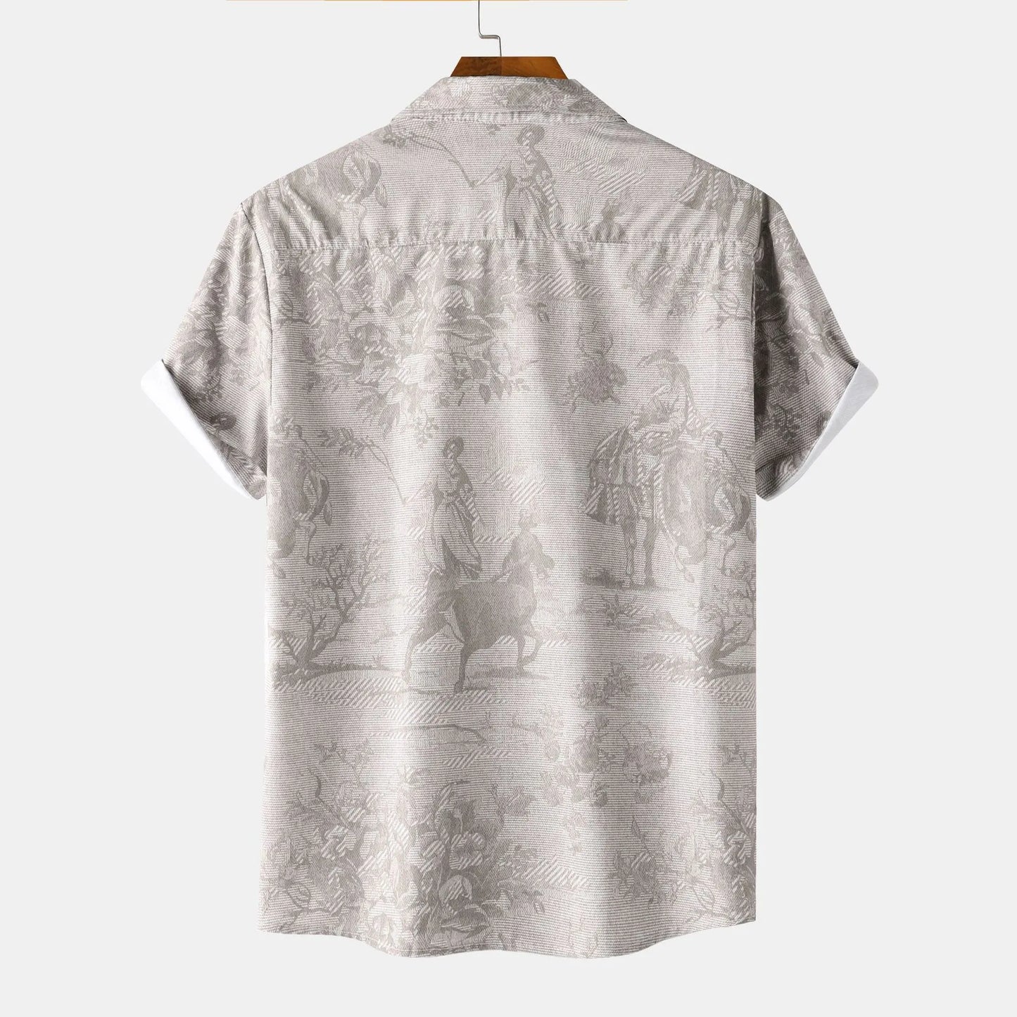 Men's Printed Button Up Short Sleeve Shirt