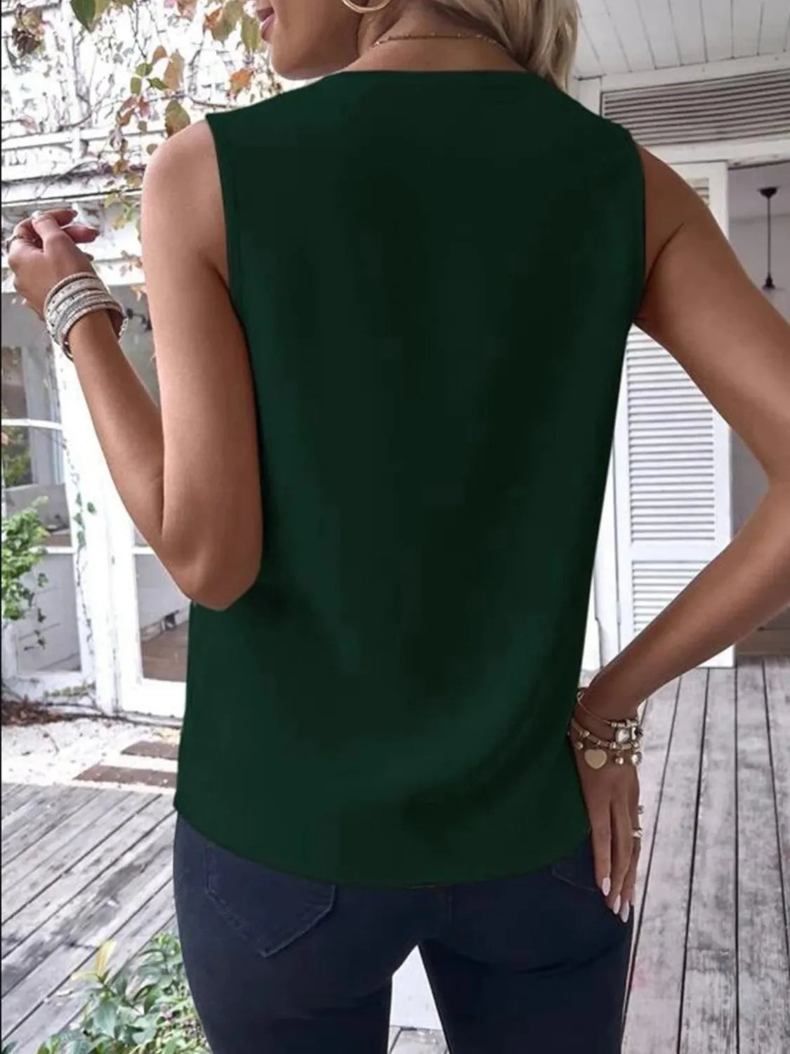 Full Size V-Neck Contrast Tank Plus Size