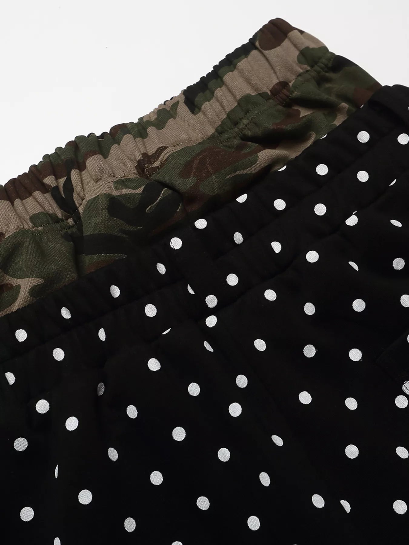 Men's Polka Dot Boxing Shorts with Camouflage Waistband