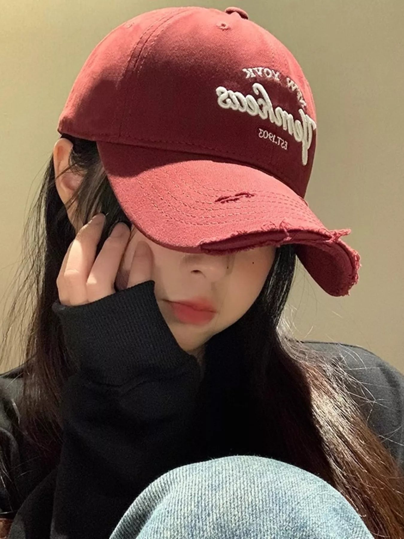 Distressed Embroidered Baseball Cap