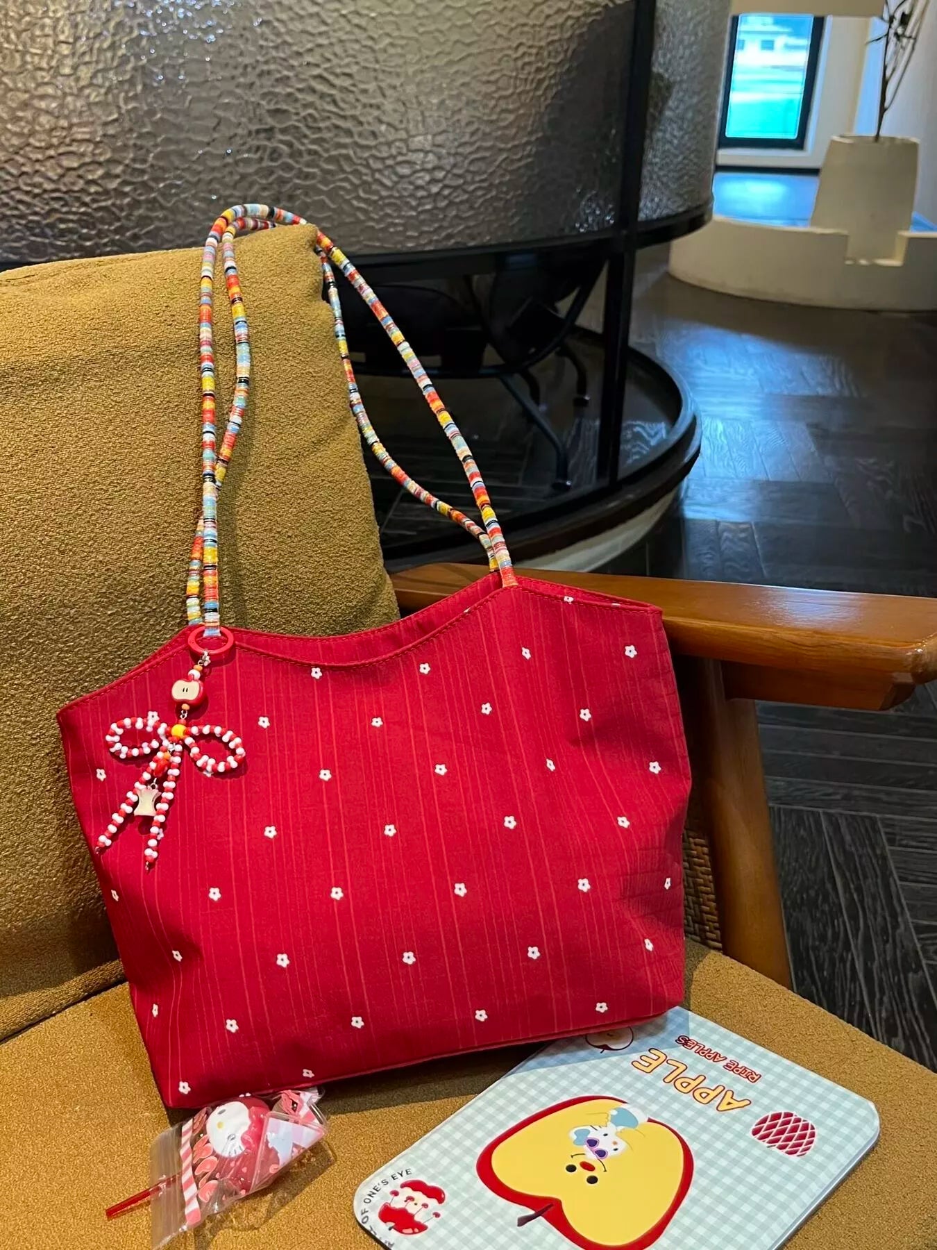 Apple Core Charm Tote Bag