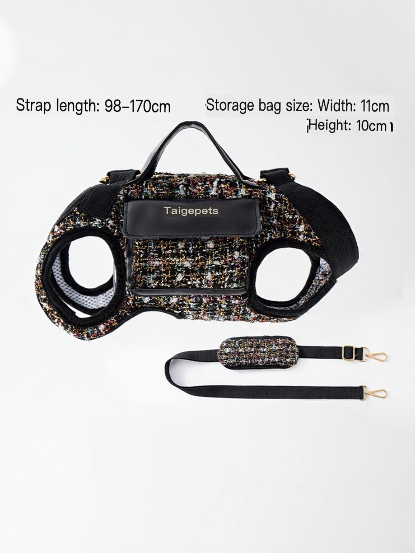 Tweed Pet Harness with Strap