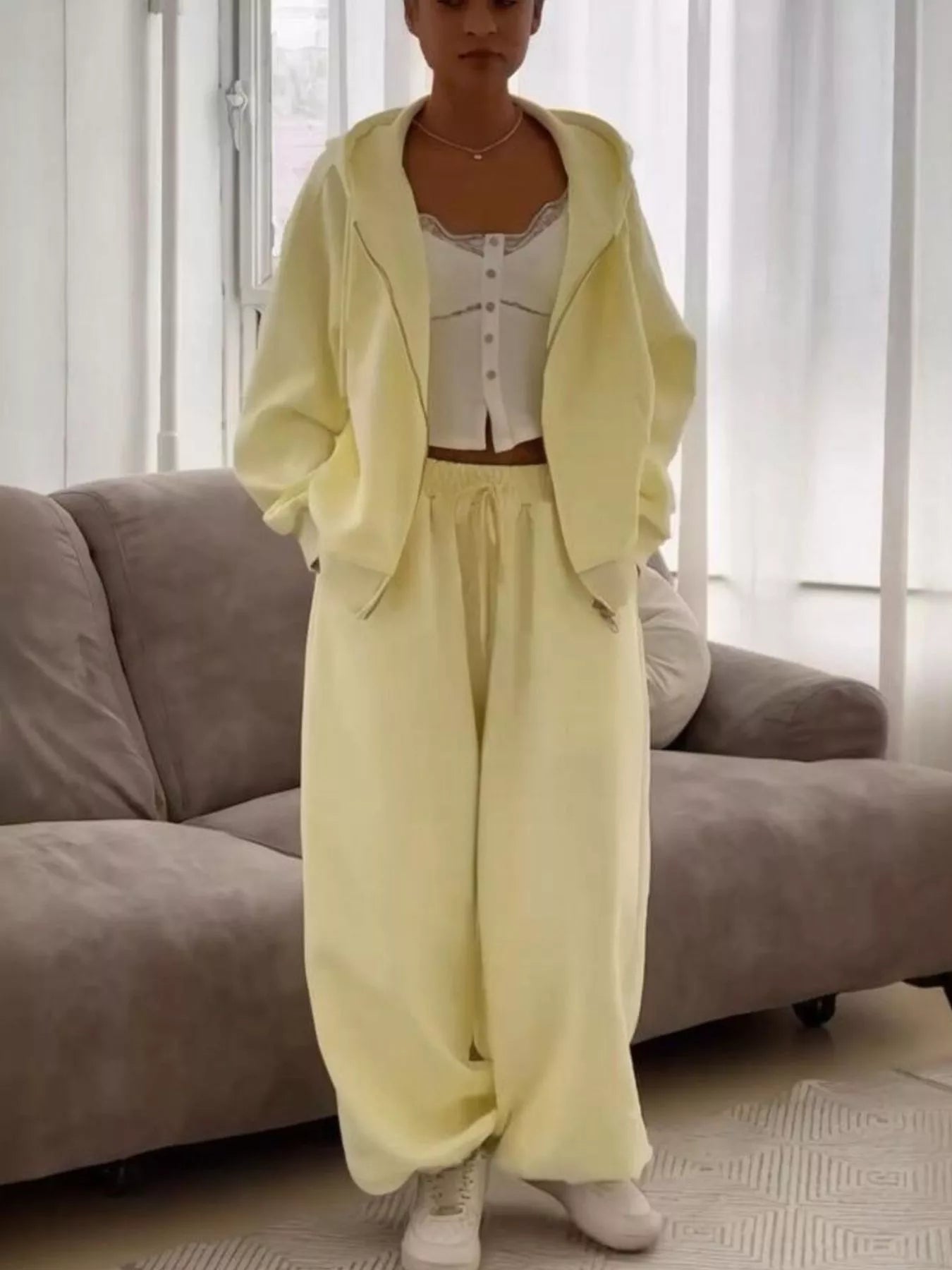 Oversized Zip-Up Hoodie and Joggers Set