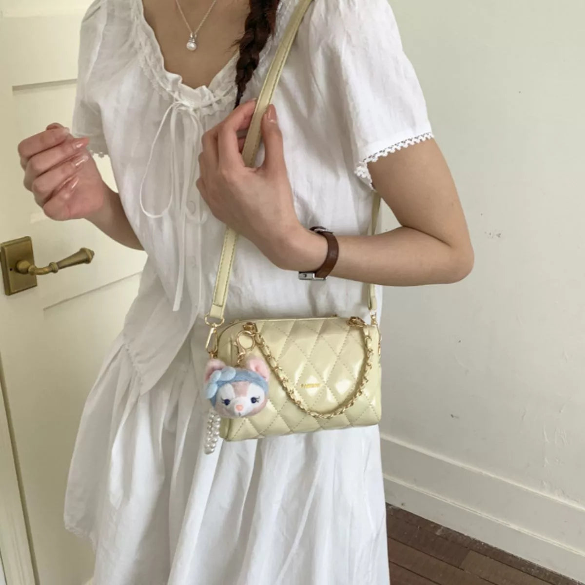 Quilted Chain Strap Crossbody Bag