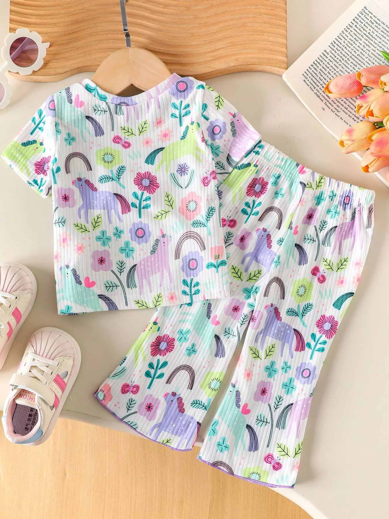 Children's Ruffled Floral Top and Pants Set