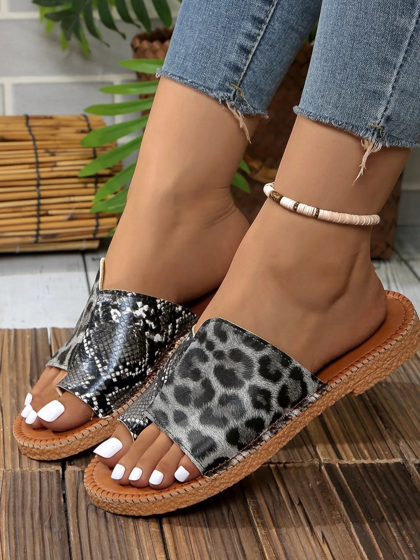 Leopard Print Flat Sandals