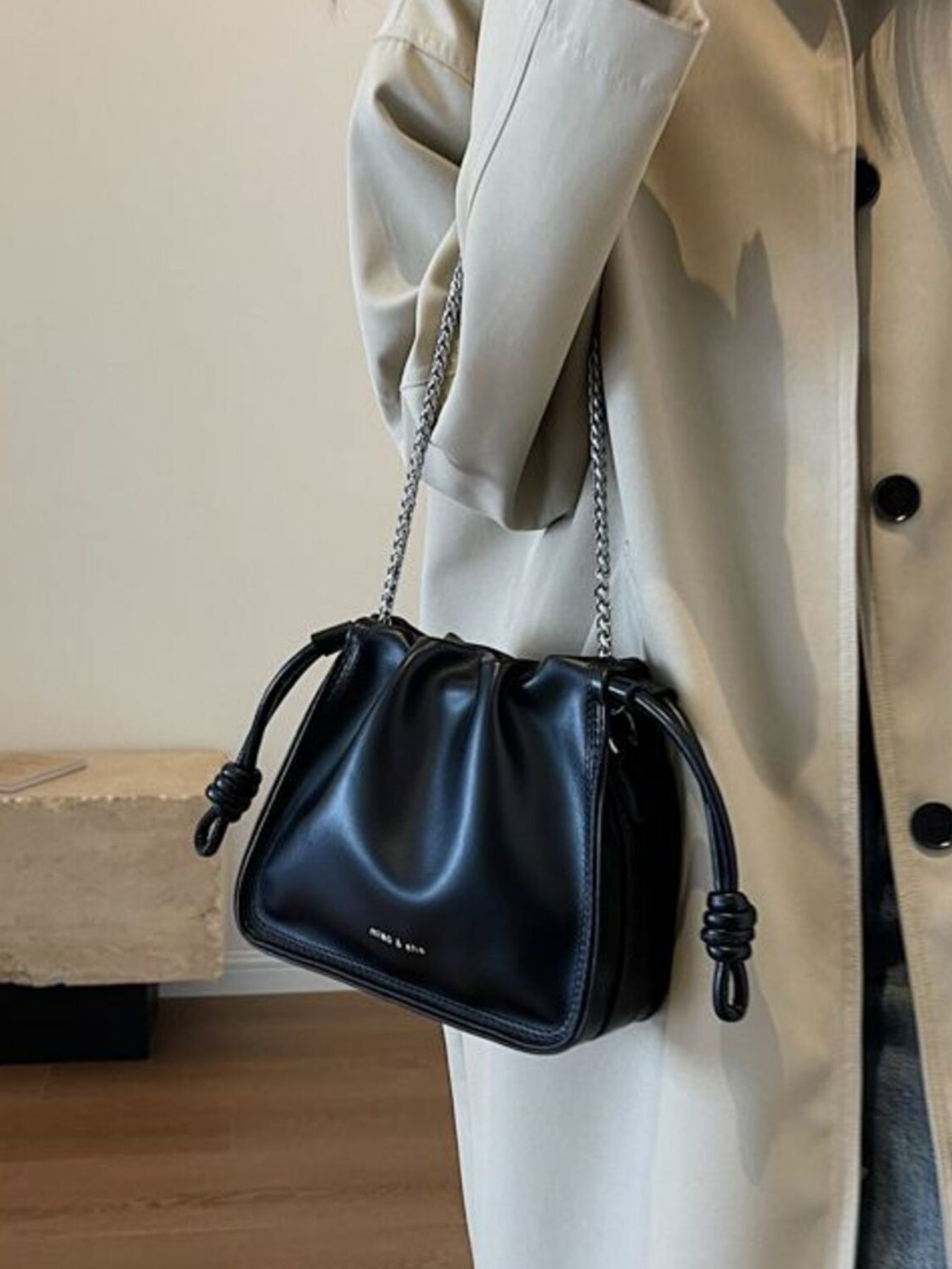 Drawstring Ruched Crossbody Bag
