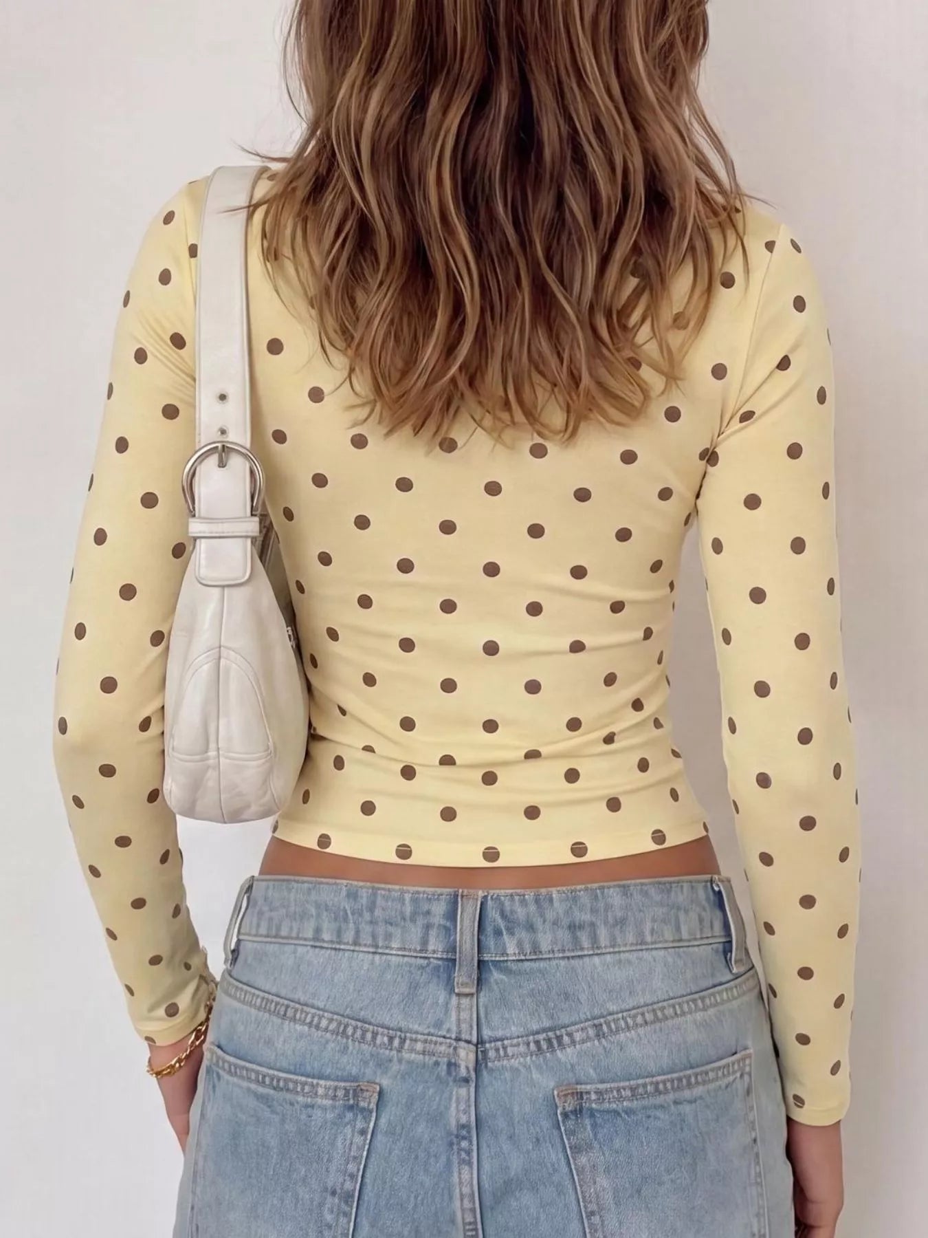 Long Sleeve Polka Dot Slim Fit T-Shirt