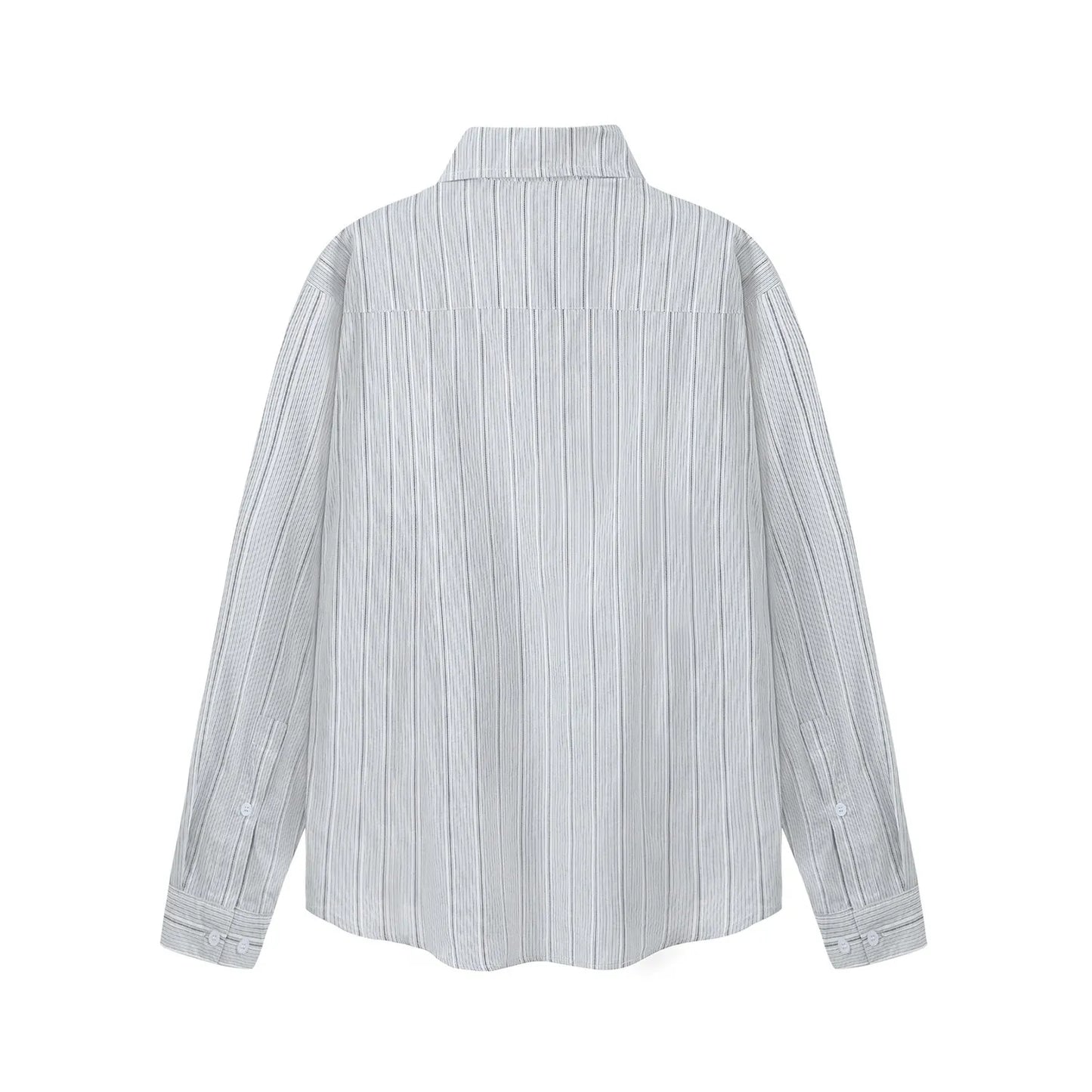 Men's Butterfly Print Striped Long Sleeve Casual Shirt